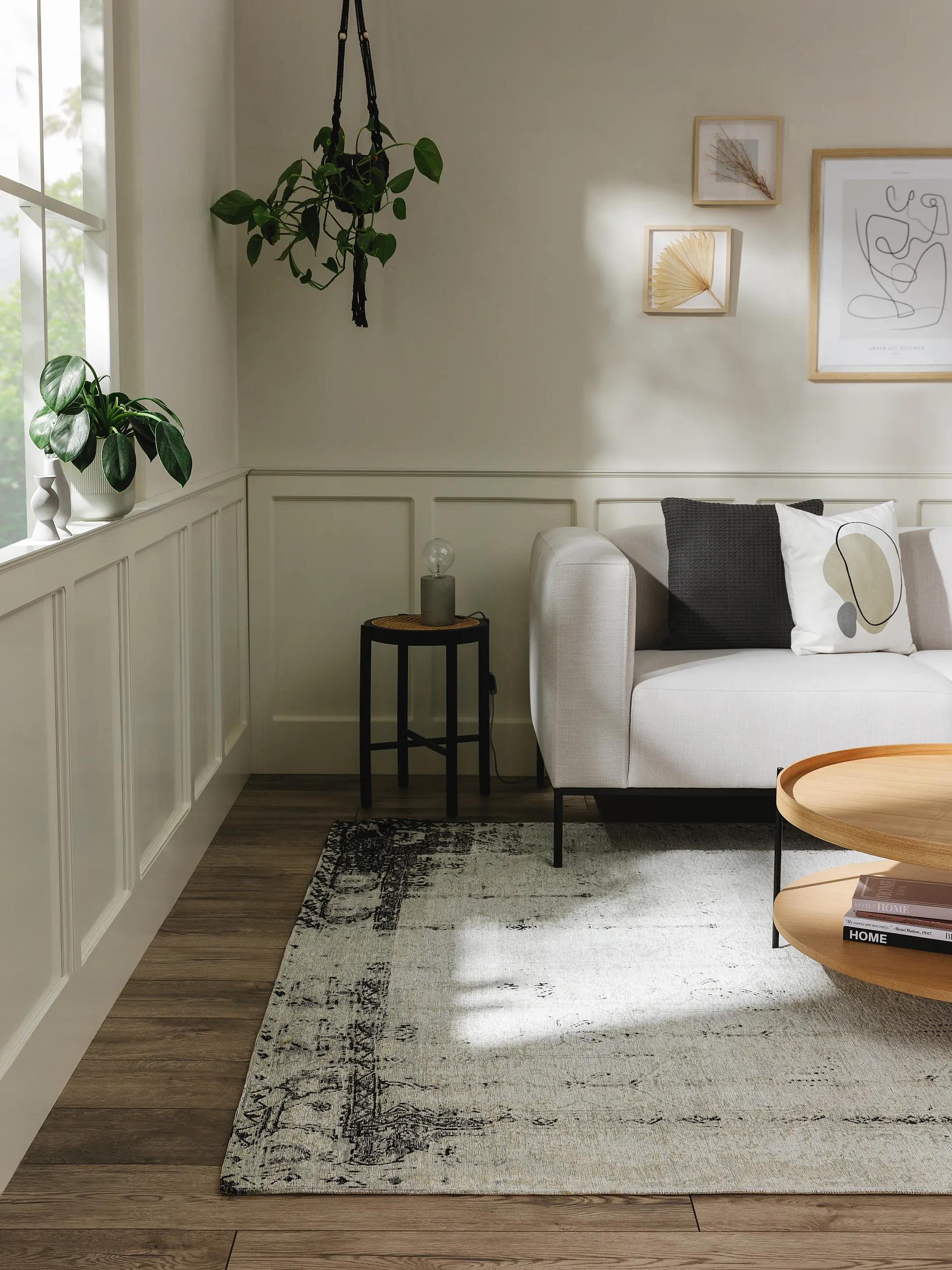 Tapis à tissage plat Frencie Noir/Gris