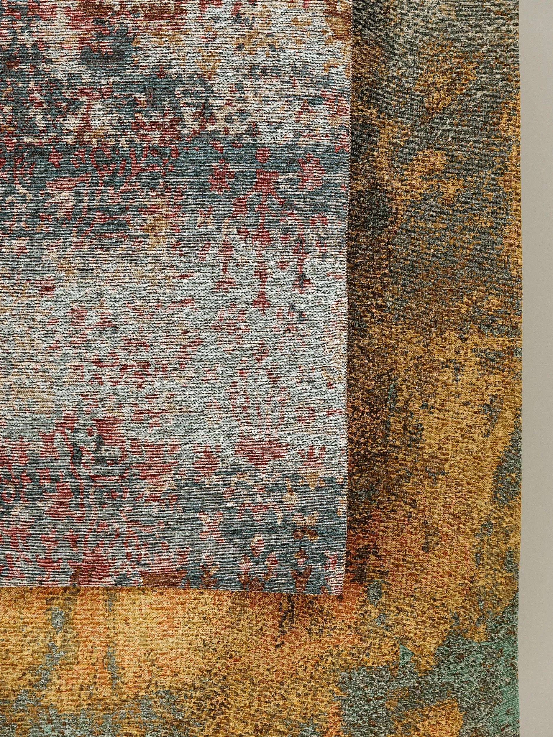 Alfombra de tejido plano Frencie beige/azul