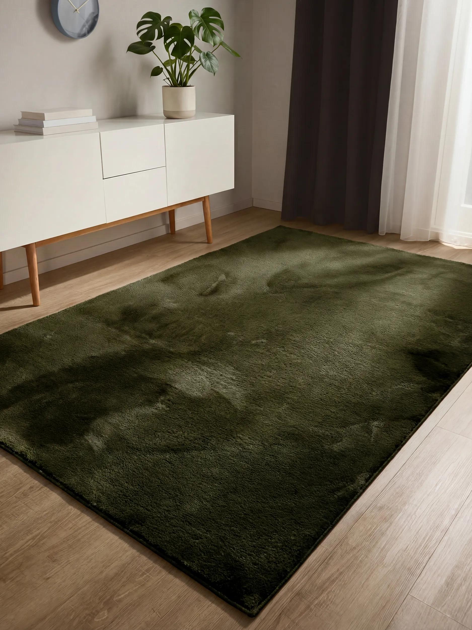 Faux Fur Rug Furry Olive green