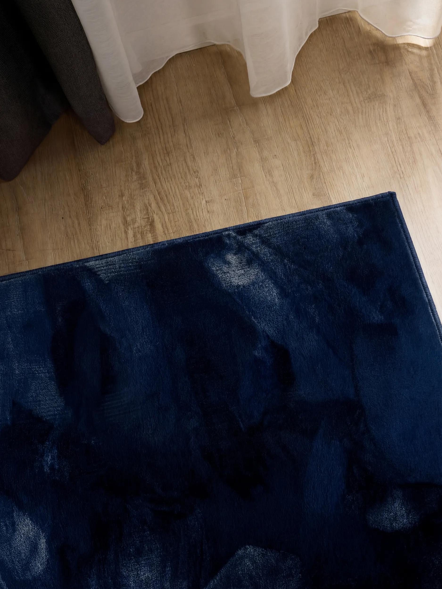 Faux Fur Rug Furry Dark Blue