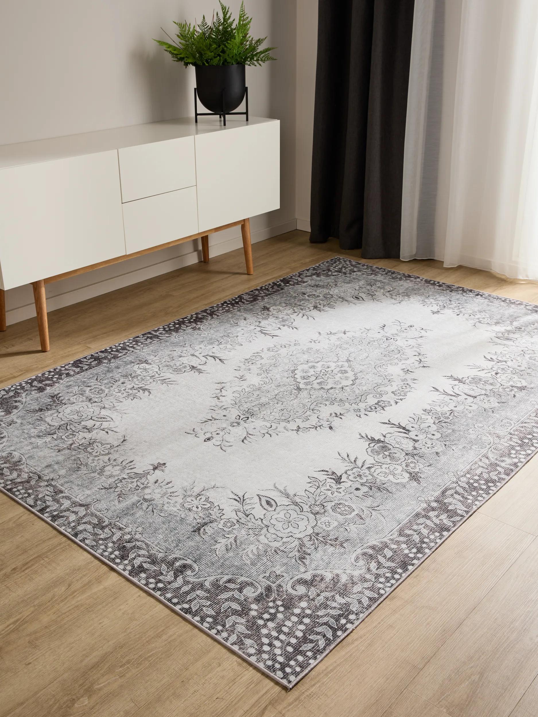 Washable Rug George Black/Grey