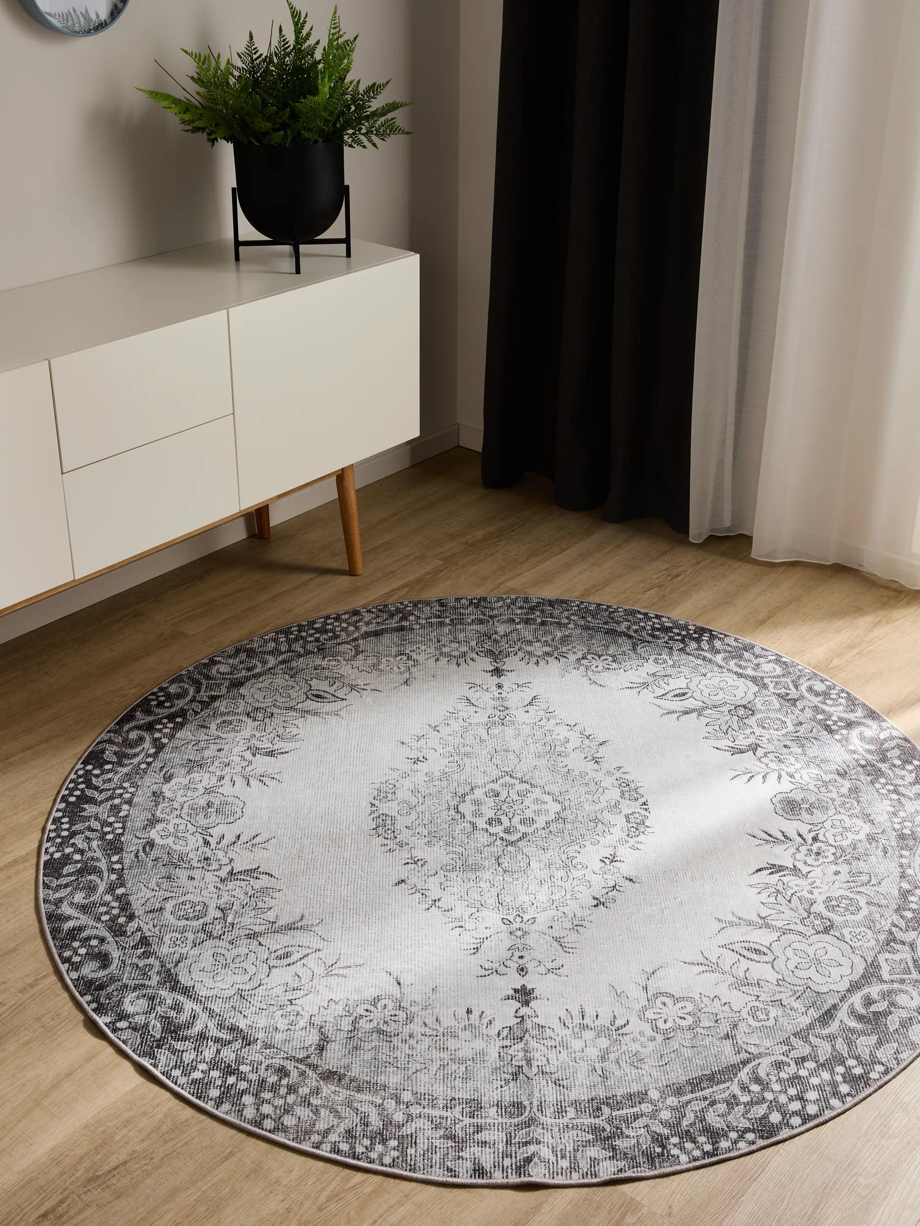 Washable Rug George Black/Grey