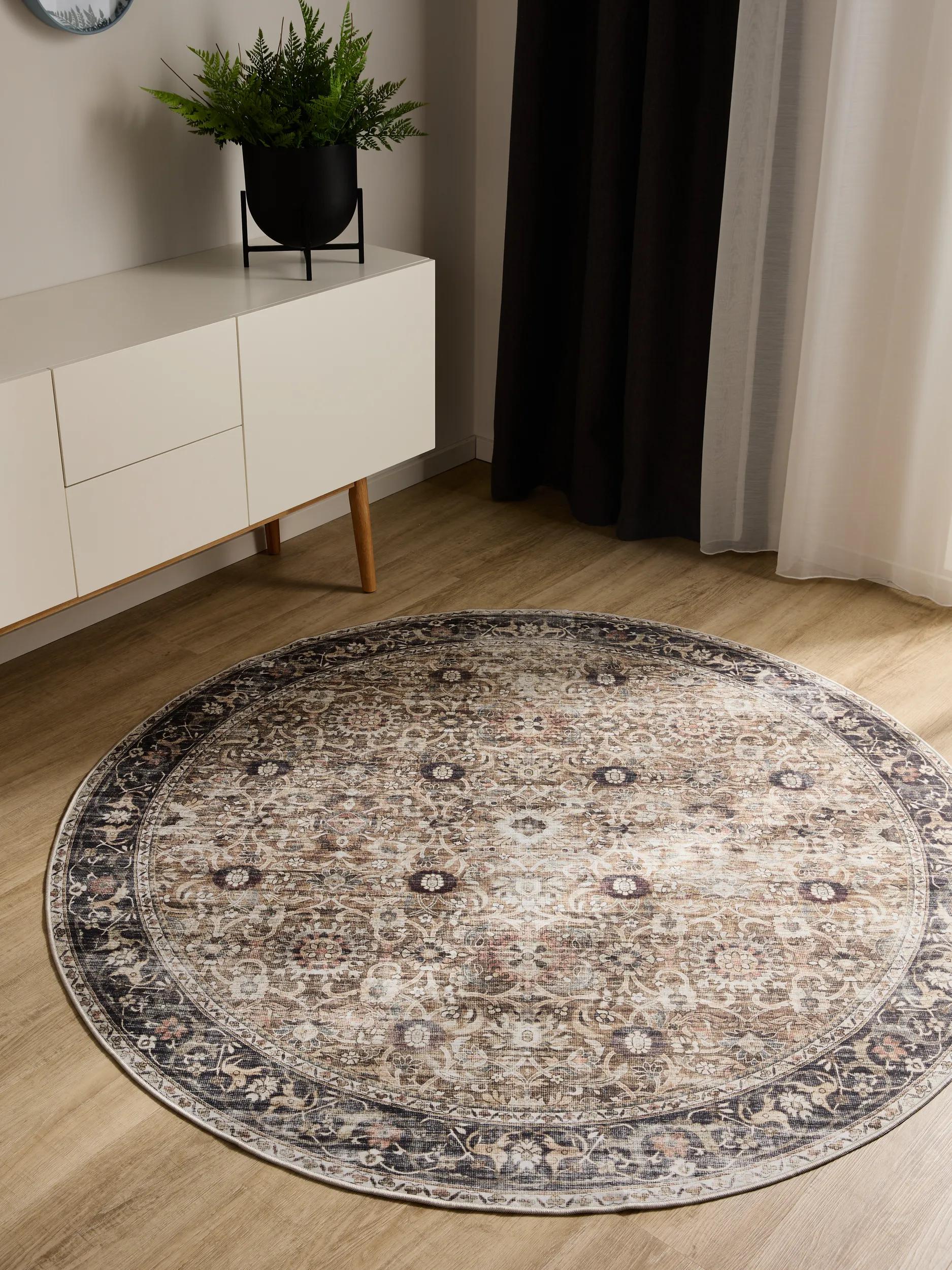 Washable Rug George Charcoal/Taupe