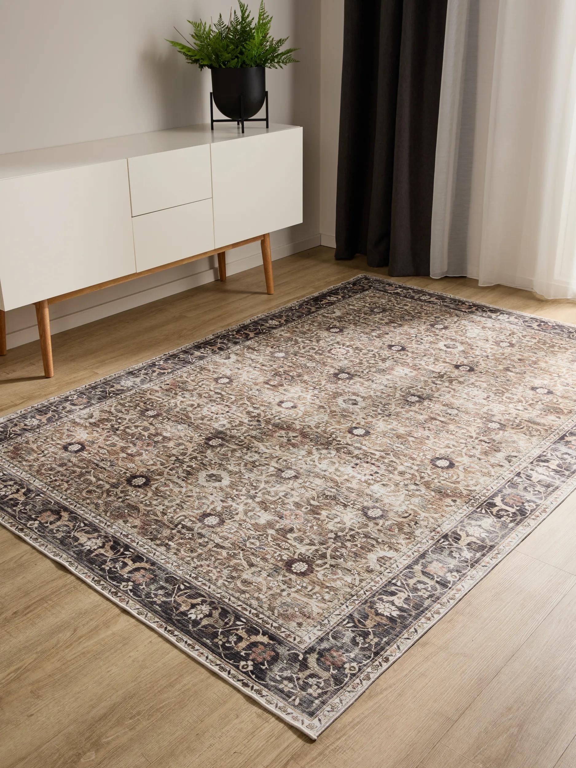 Washable Rug George Charcoal/Taupe