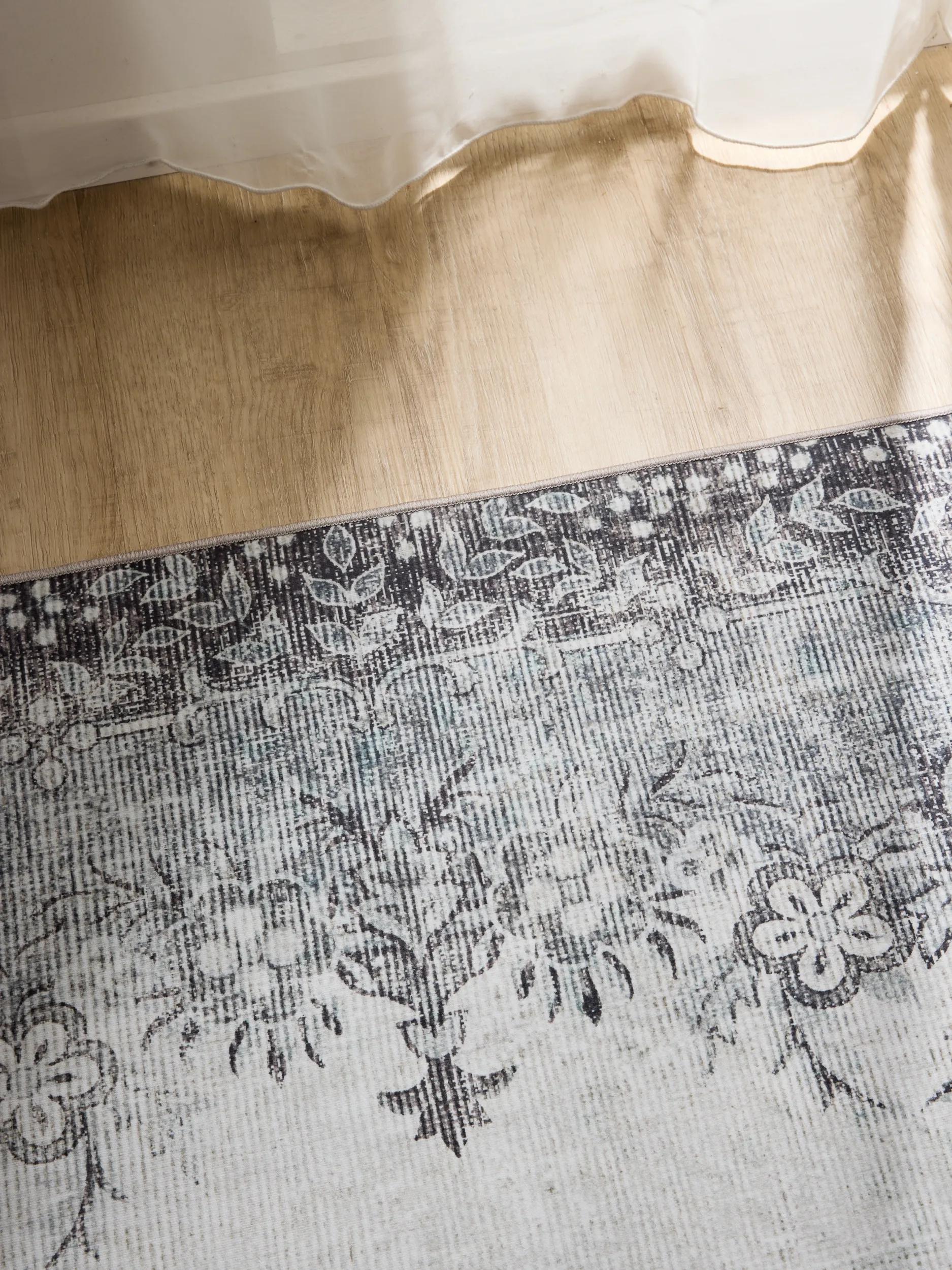 Washable Rug George Black/Grey