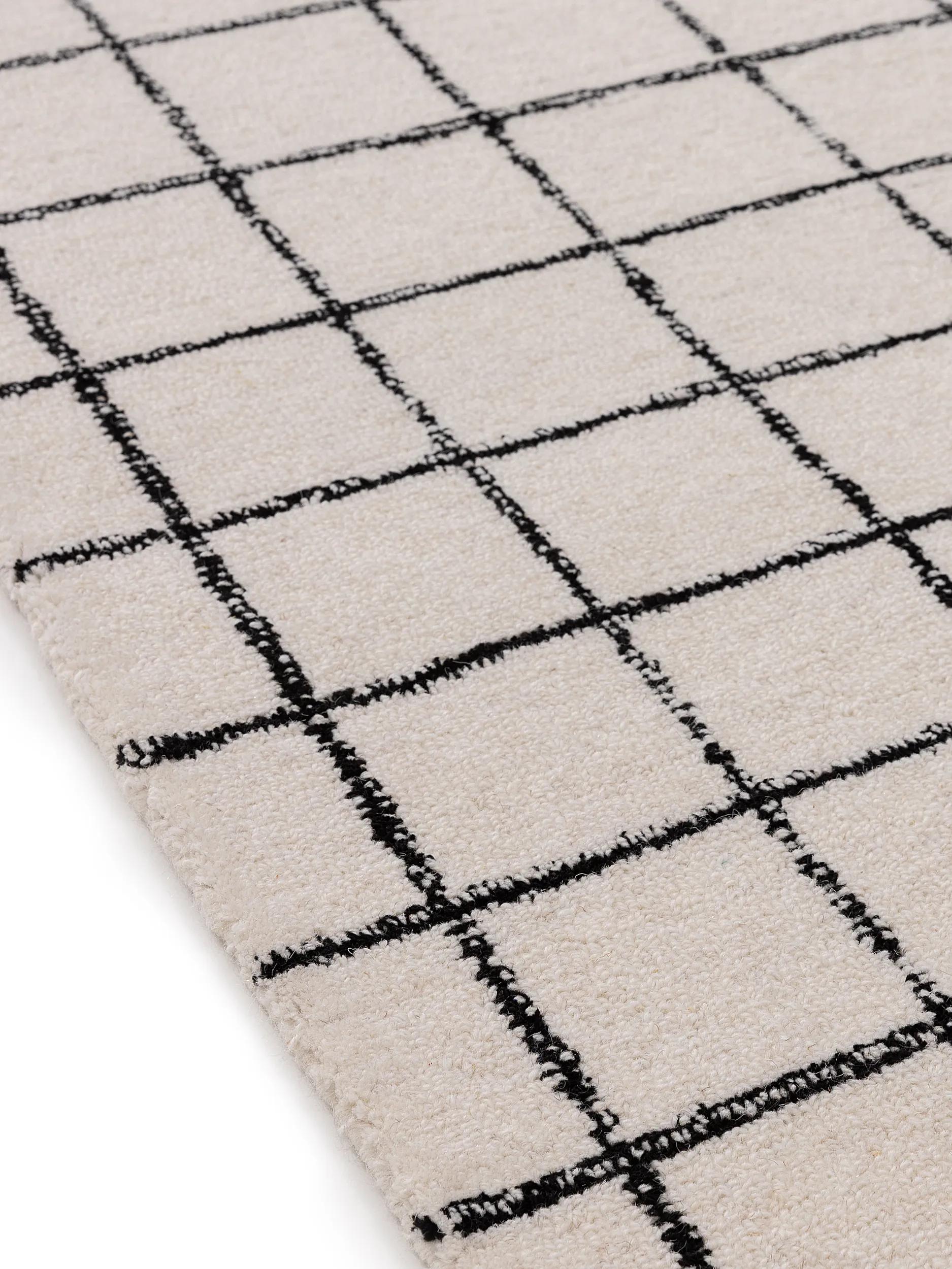 Wool Rug Grid Black/White