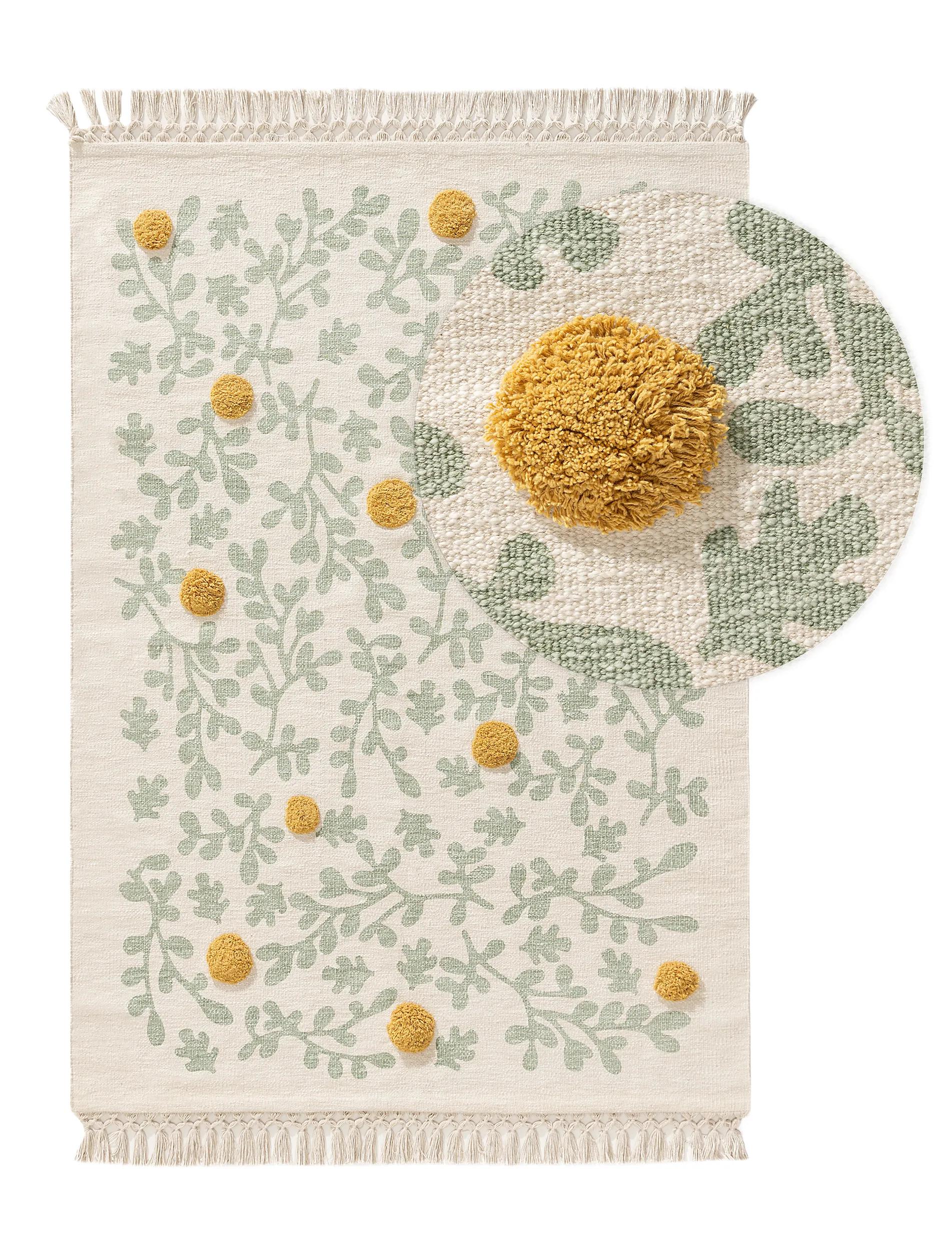 Tapis pour enfants Hana crème/vert