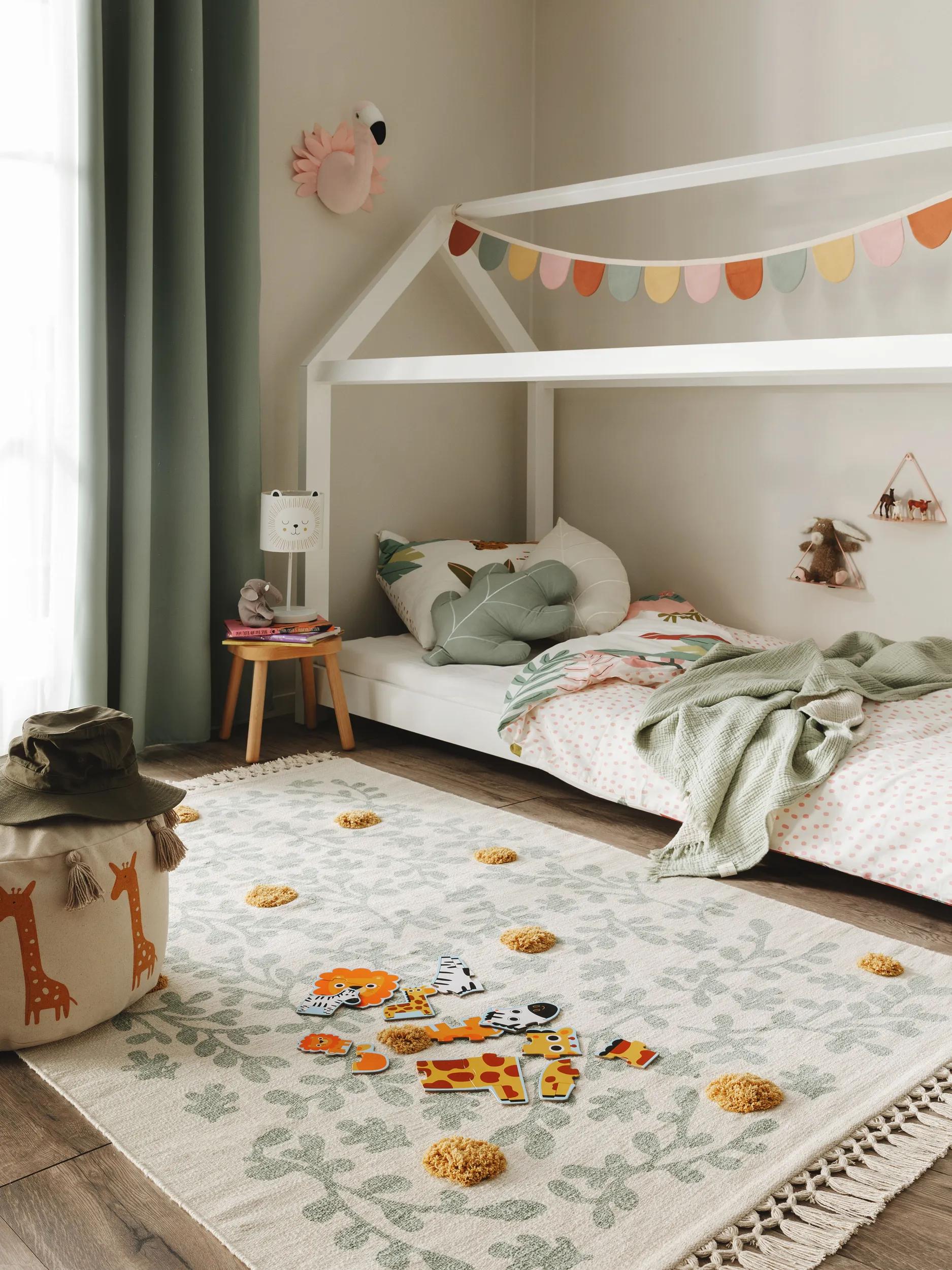 Tapis pour enfants Hana crème/vert