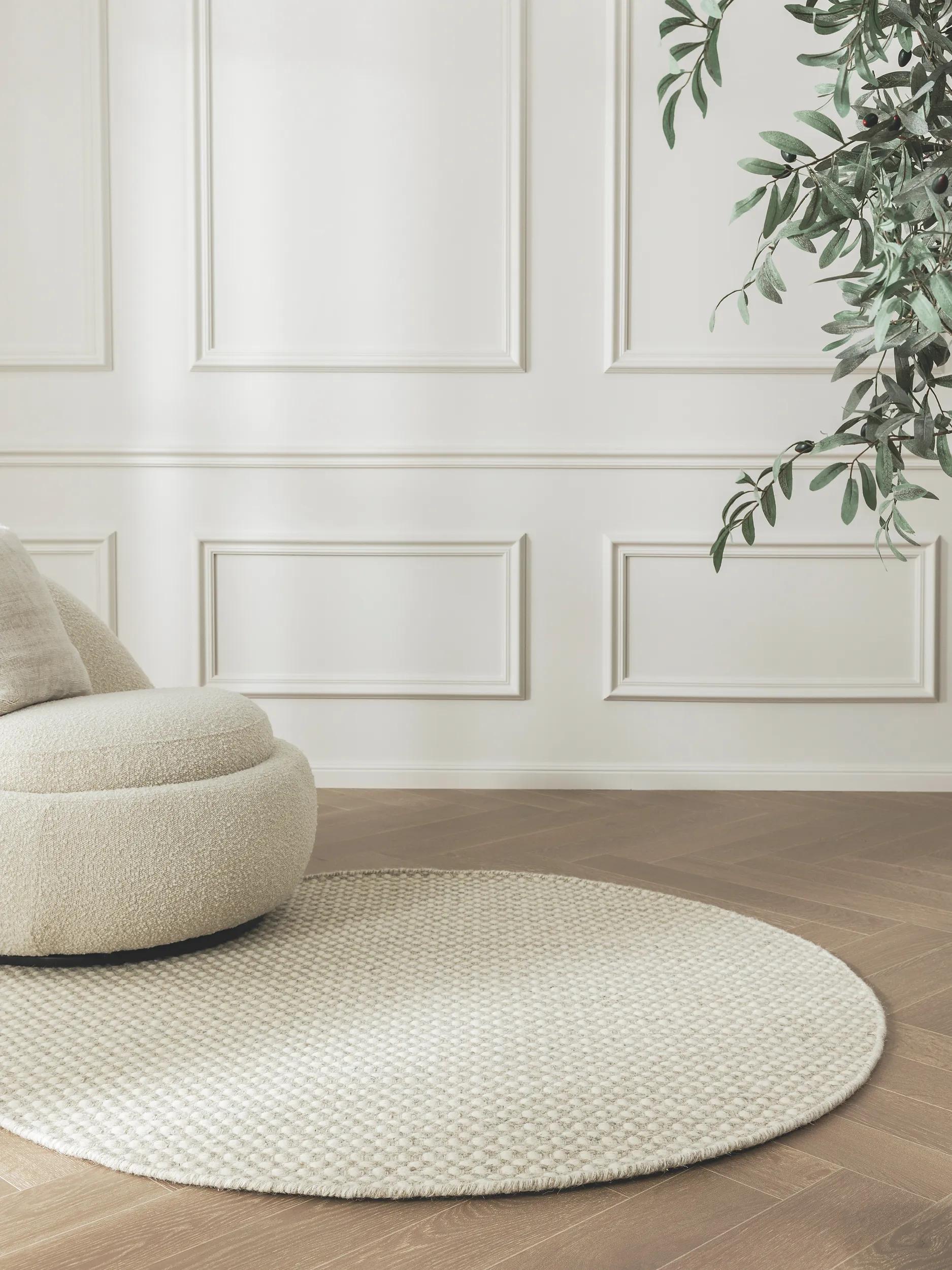 Round Wool Rug Hector Beige