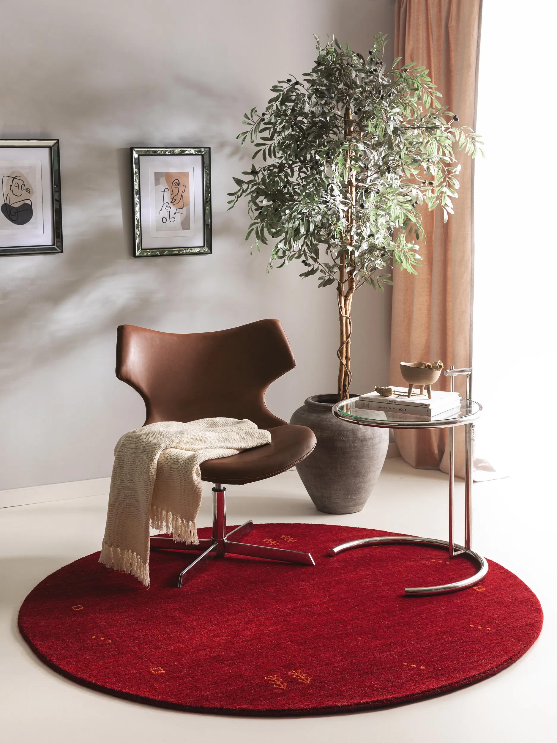 Round Wool Rug Jamal Red