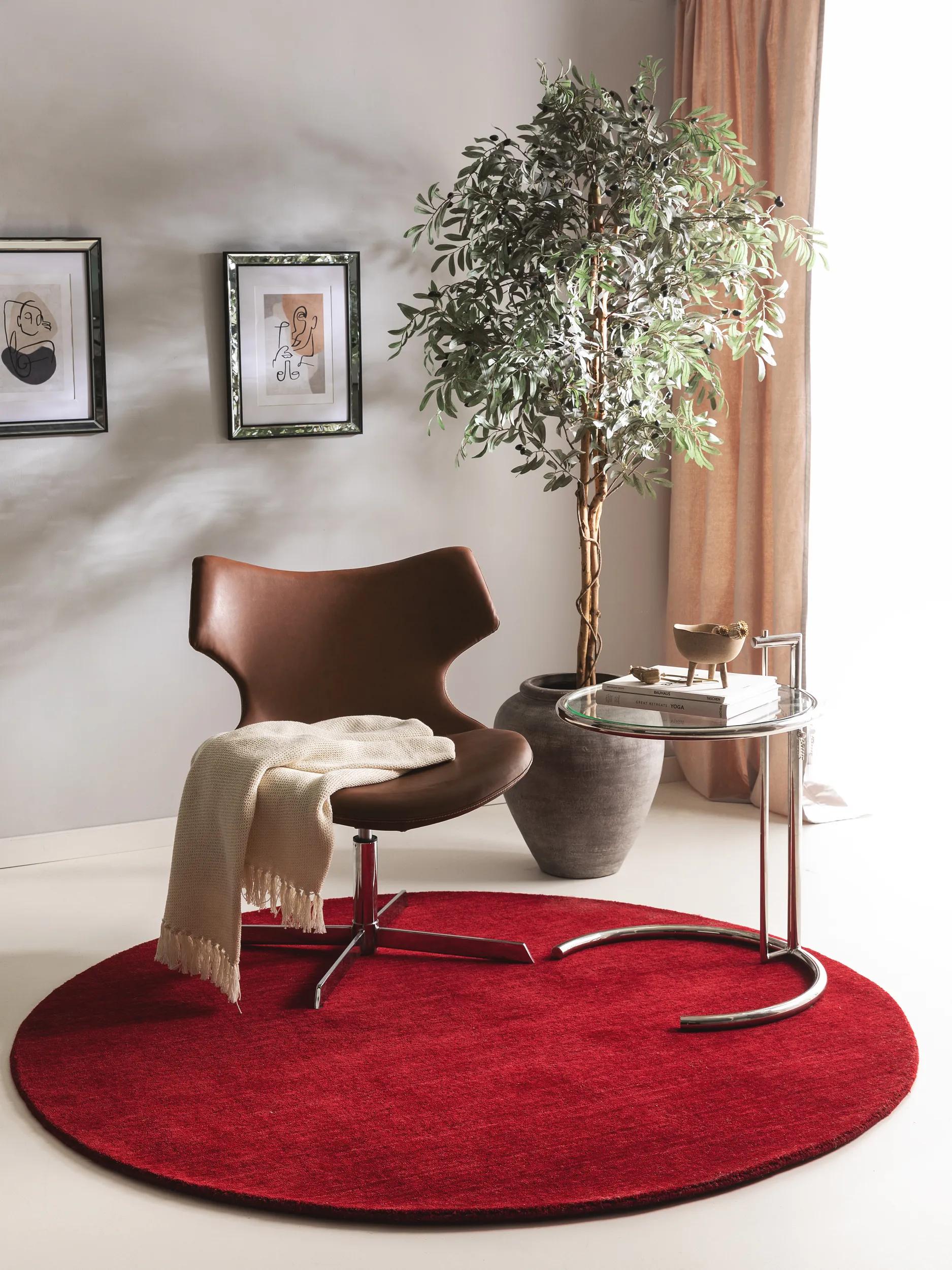 Round Wool Rug Jamal Red