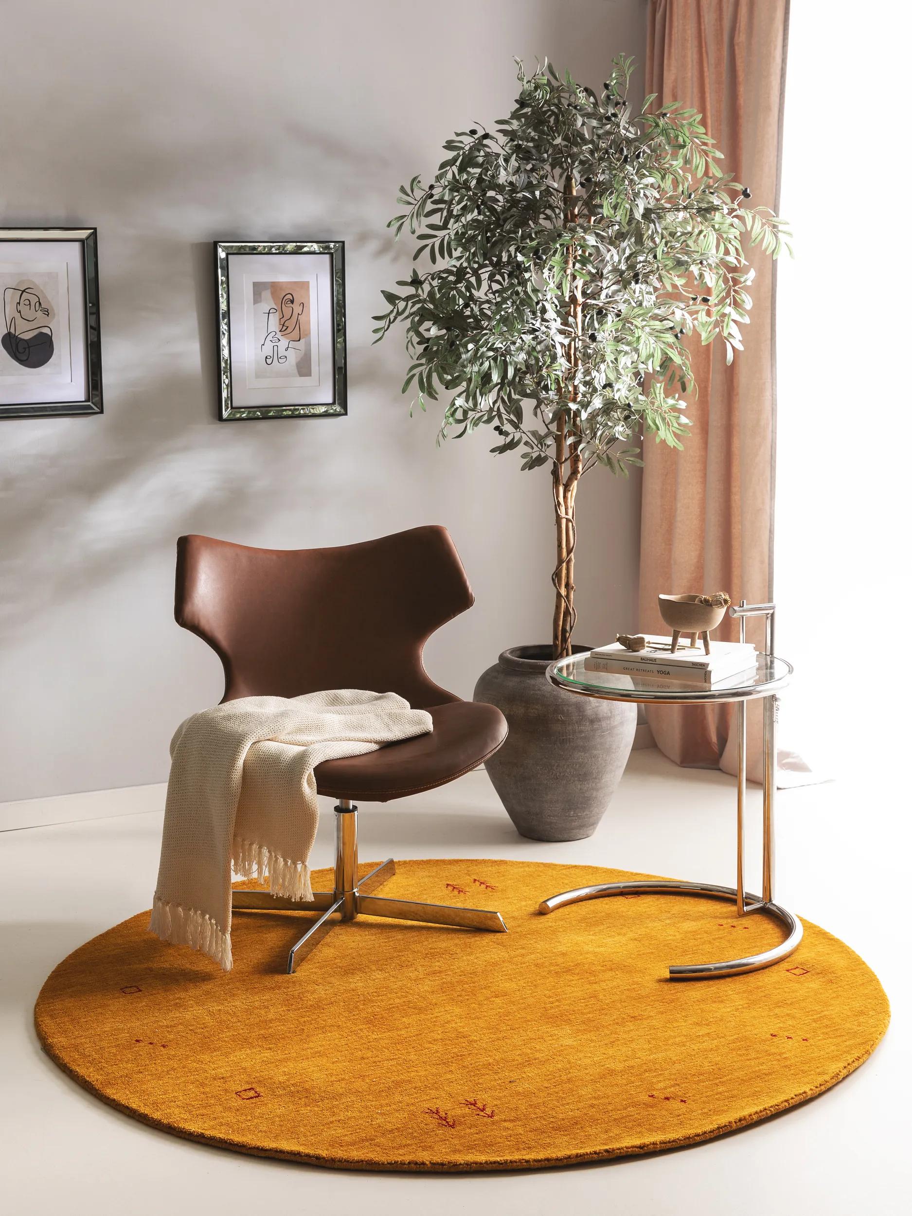 Round Wool Rug Jamal Yellow