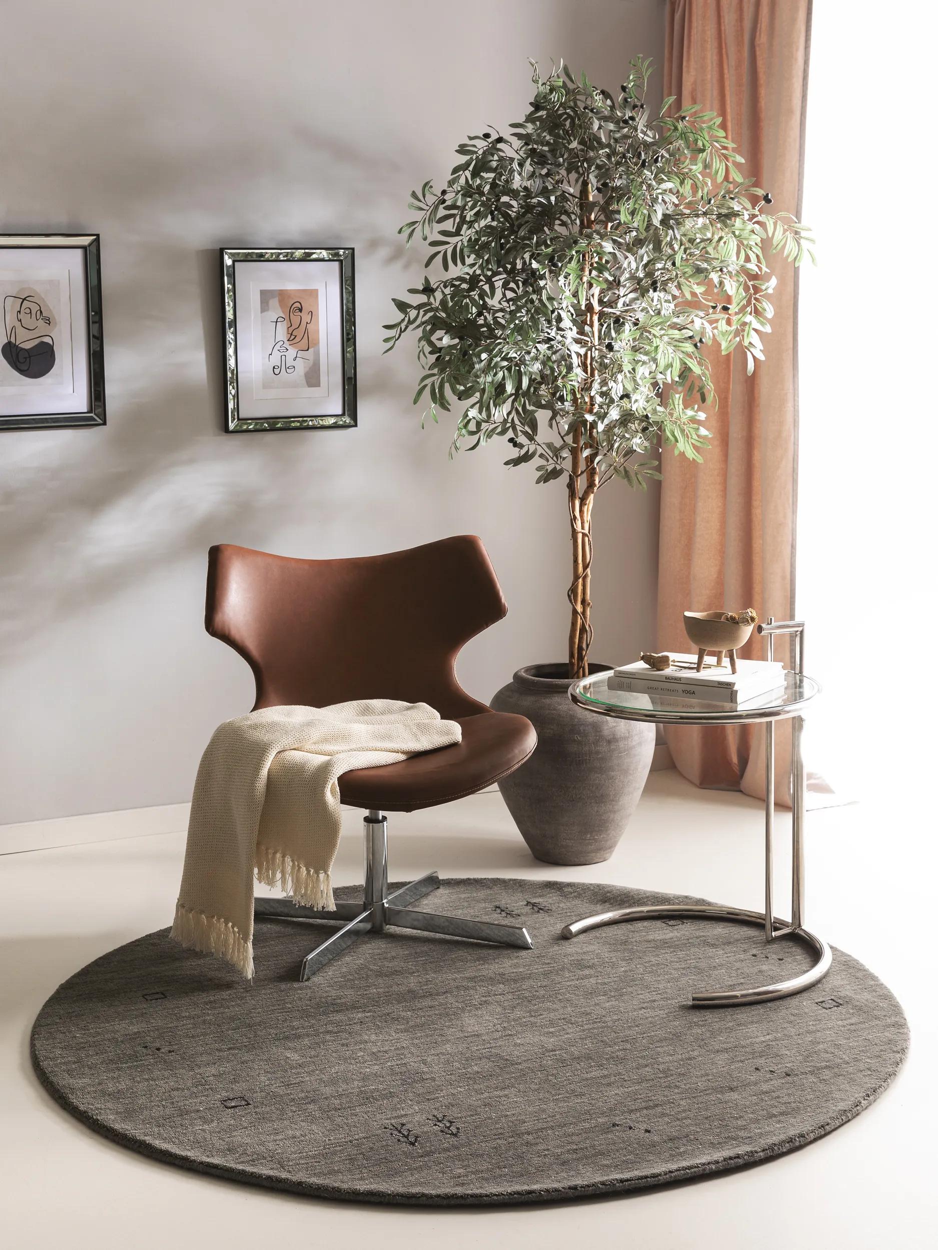 Round Wool Rug Jamal Grey