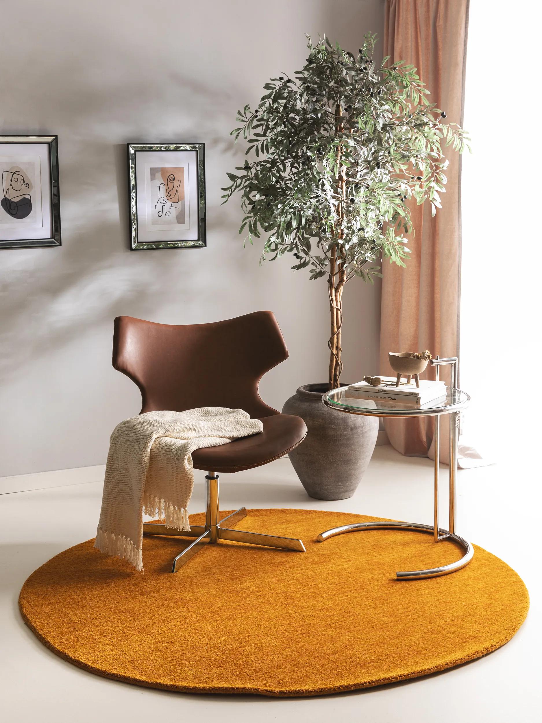 Round Wool Rug Jamal Yellow