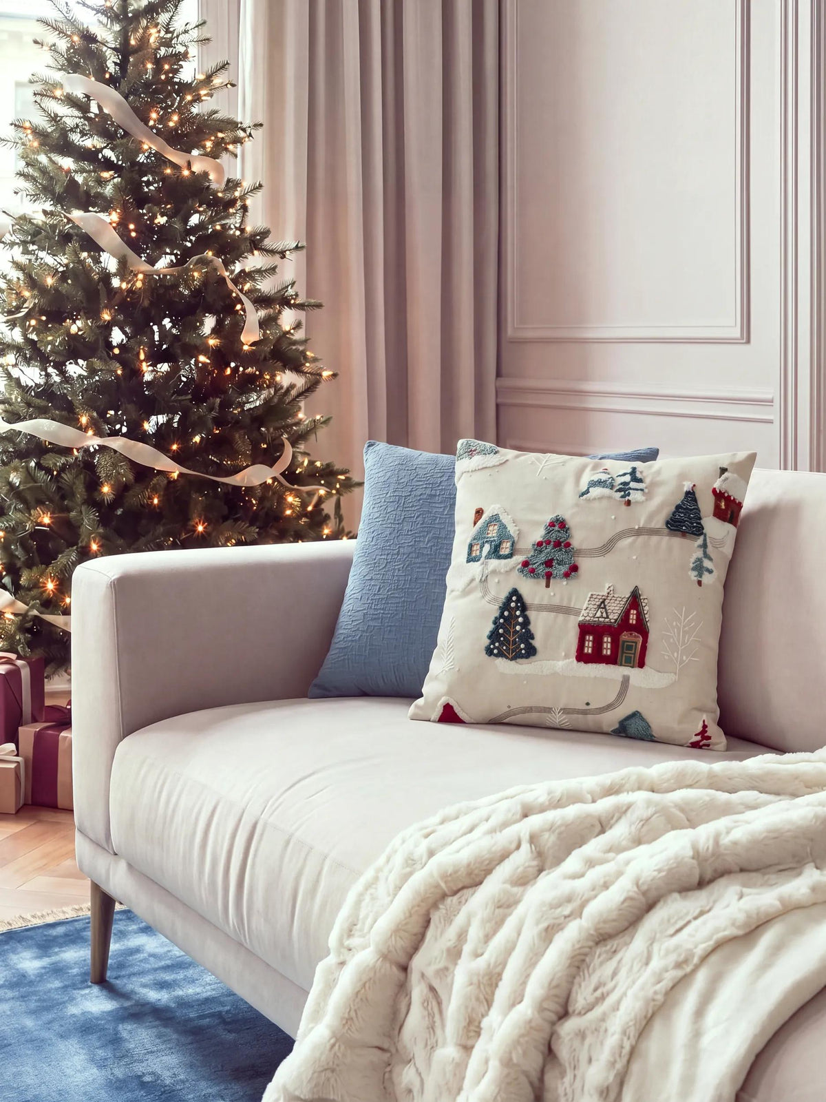Christmas Cushion Joyful White