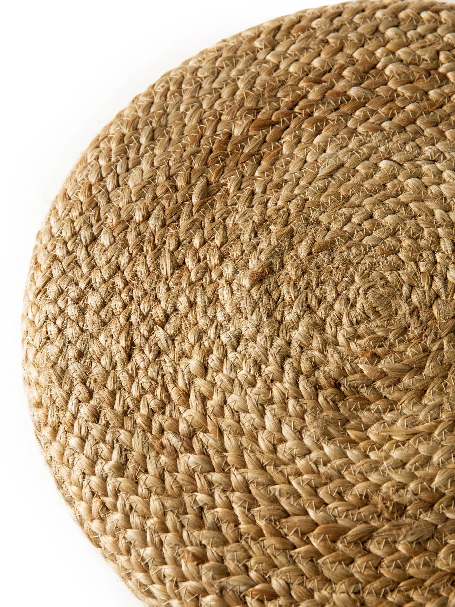 Handmade Jute Pouf Jutta Light Brown/Black