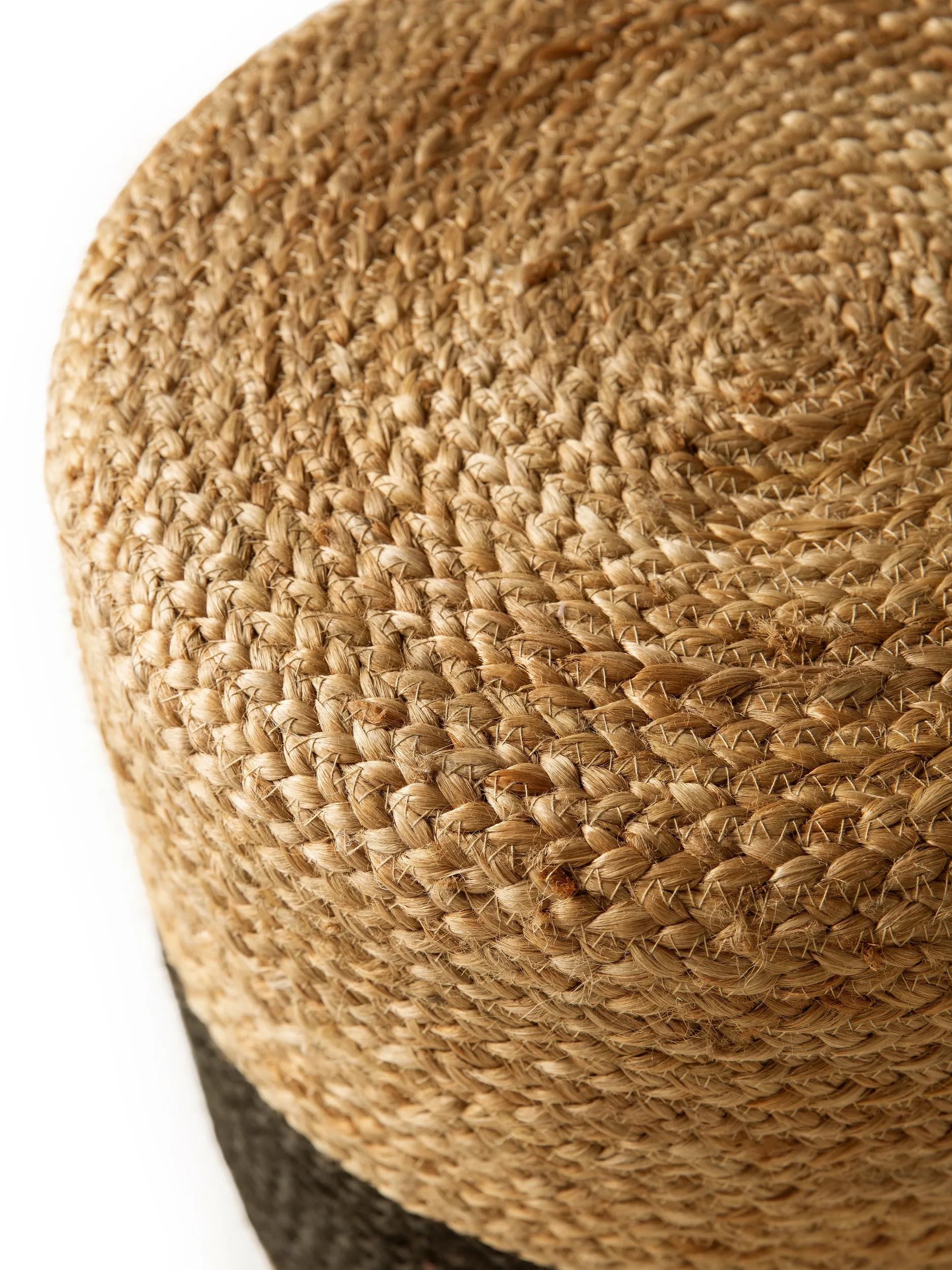 Handmade Jute Pouf Jutta Light Brown/Black