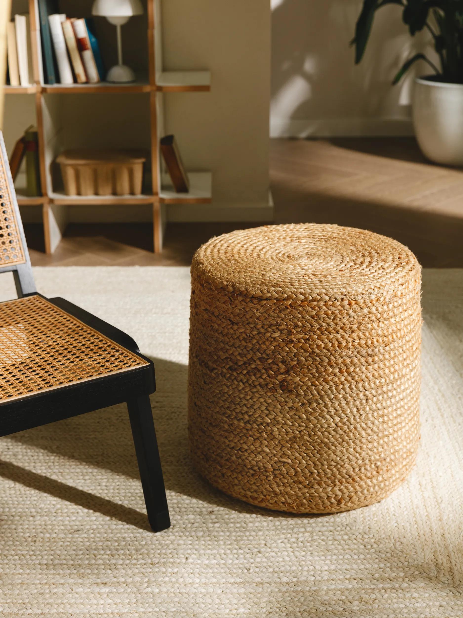 Handmade Jute Pouf Jutta Light Brown