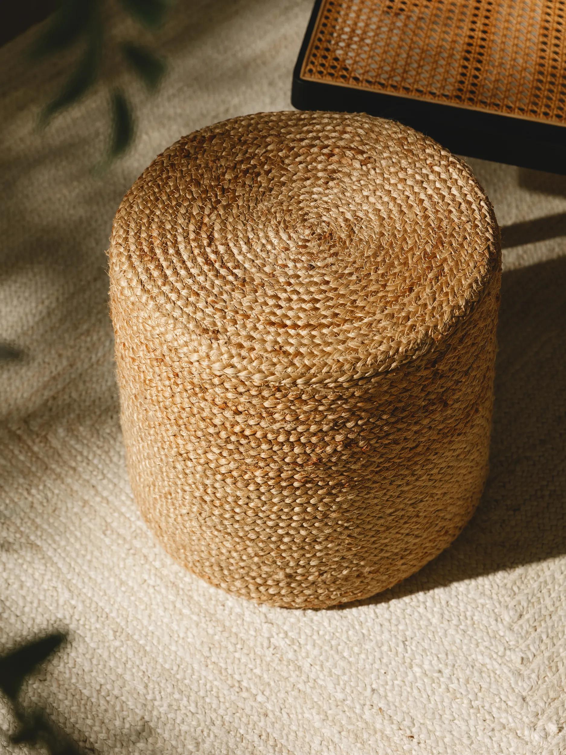 Handmade Jute Pouf Jutta Light Brown