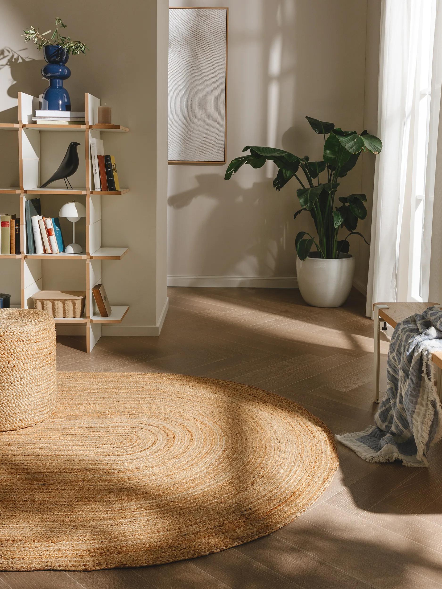 Tapis en jute ovale Jutta marron clair