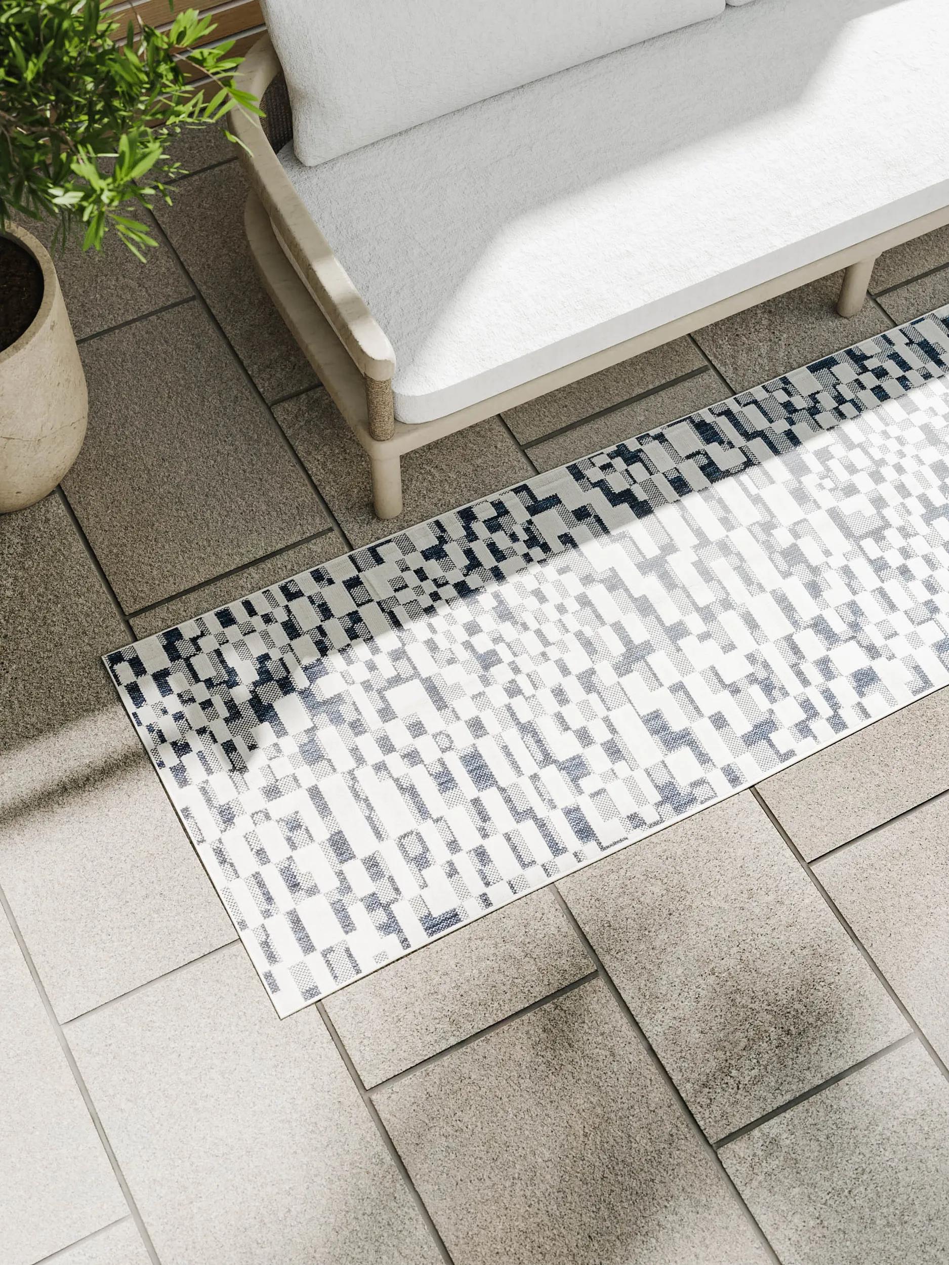 In- & Outdoor Rug Kaleo Blue/White