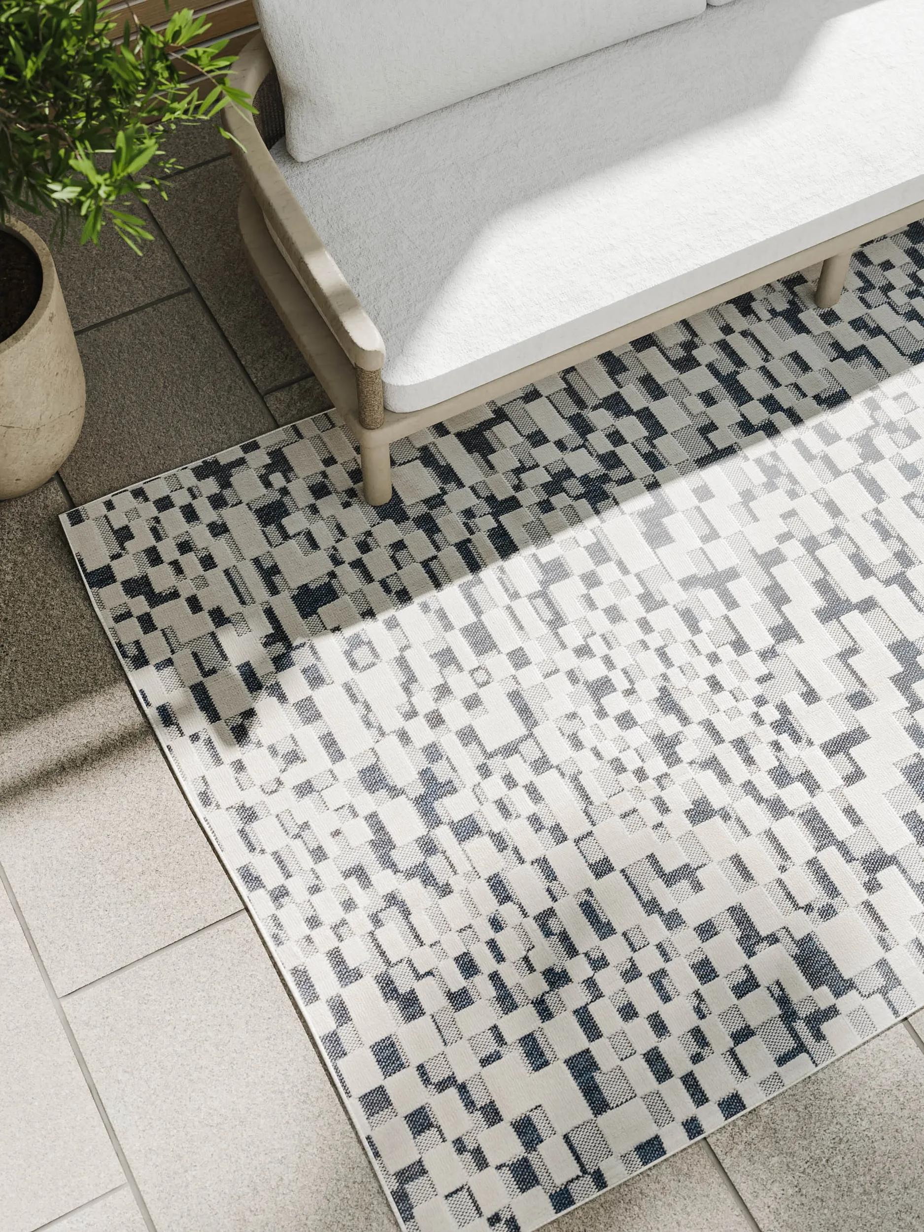 In- & Outdoor Rug Kaleo Blue/White