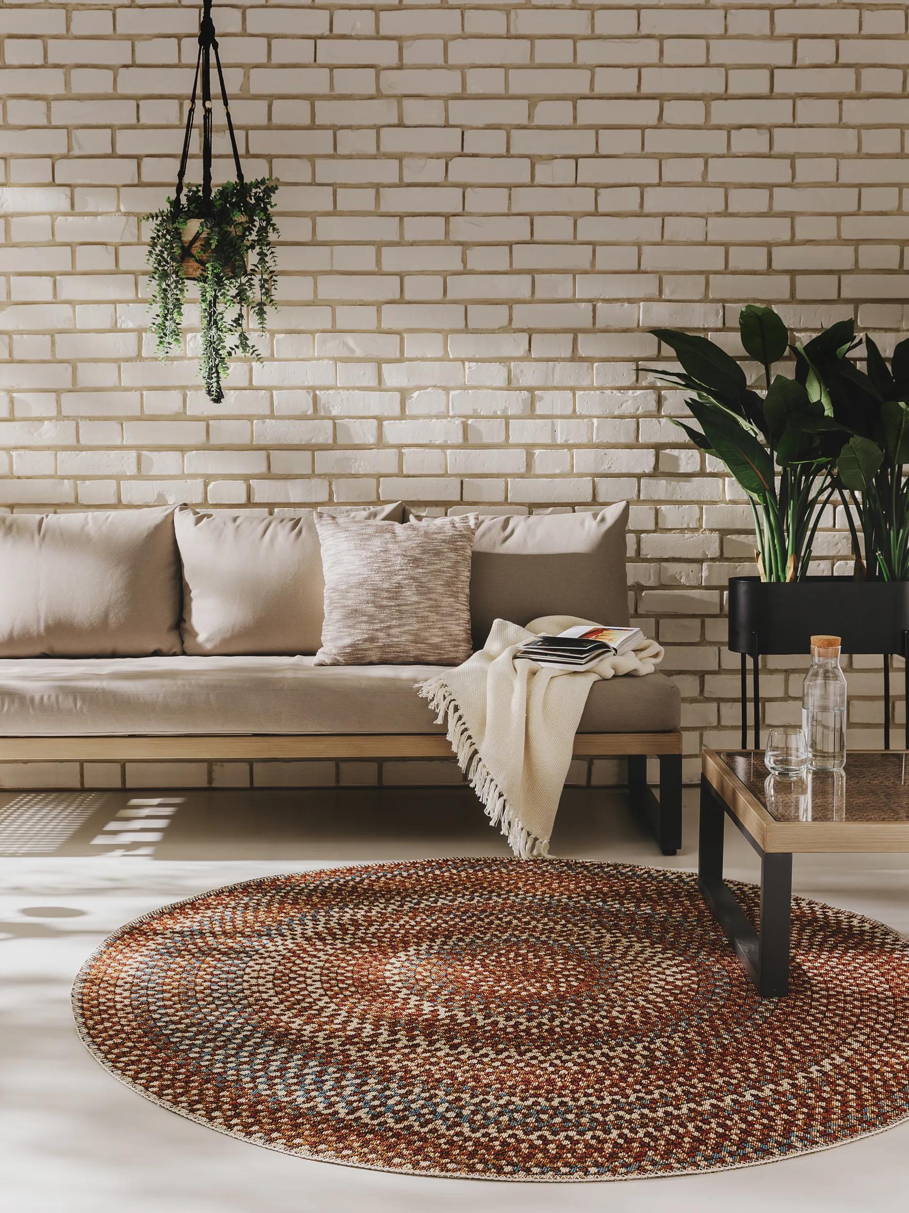 In- & Outdoor Round Rug Kenya Multicolour