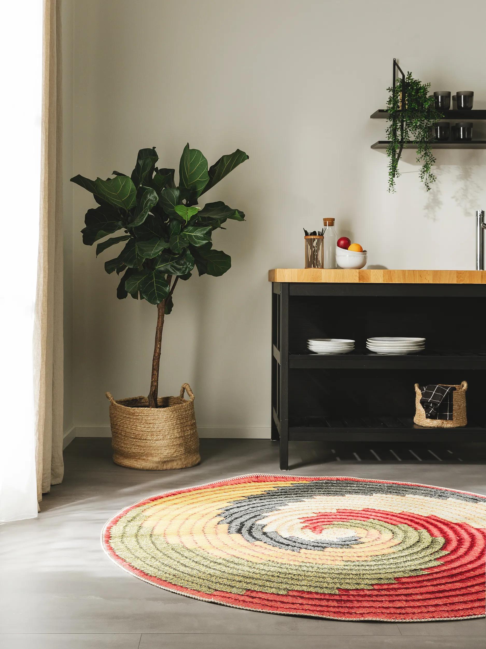 In- & Outdoor Round Rug Kenya Multicolour