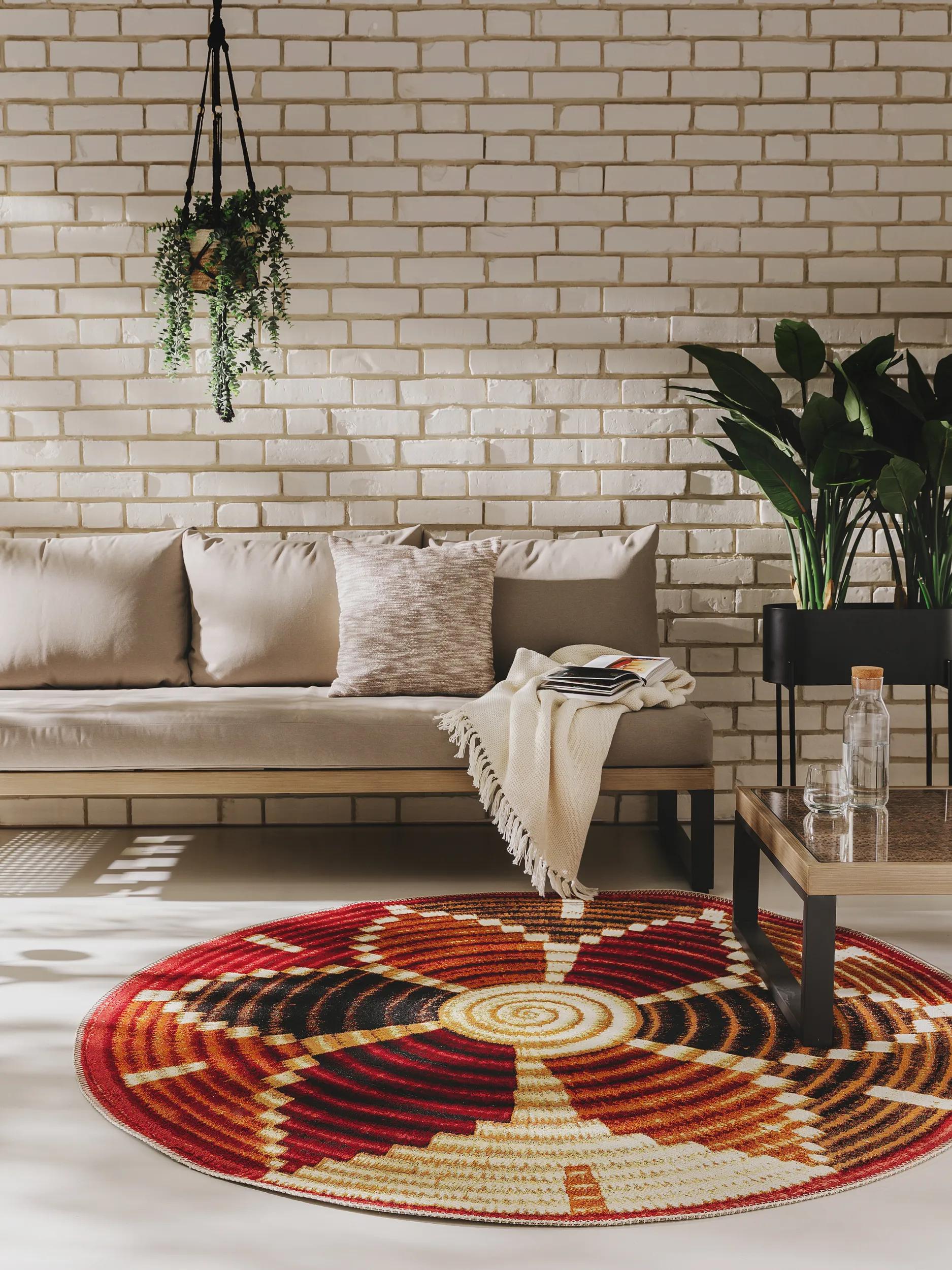 In- & Outdoor Round Rug Kenya Multicolour