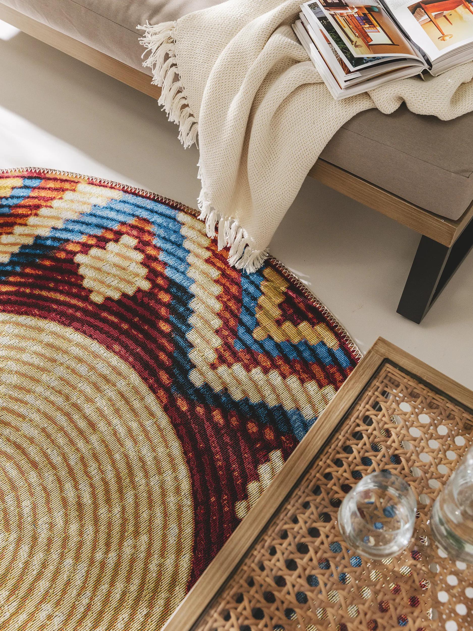In- & Outdoor Round Rug Kenya Multicolour