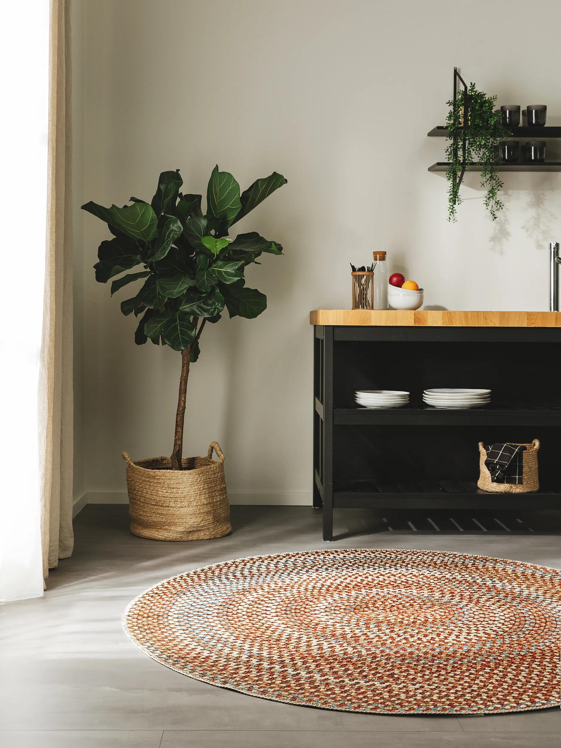 In- & Outdoor Round Rug Kenya Multicolour