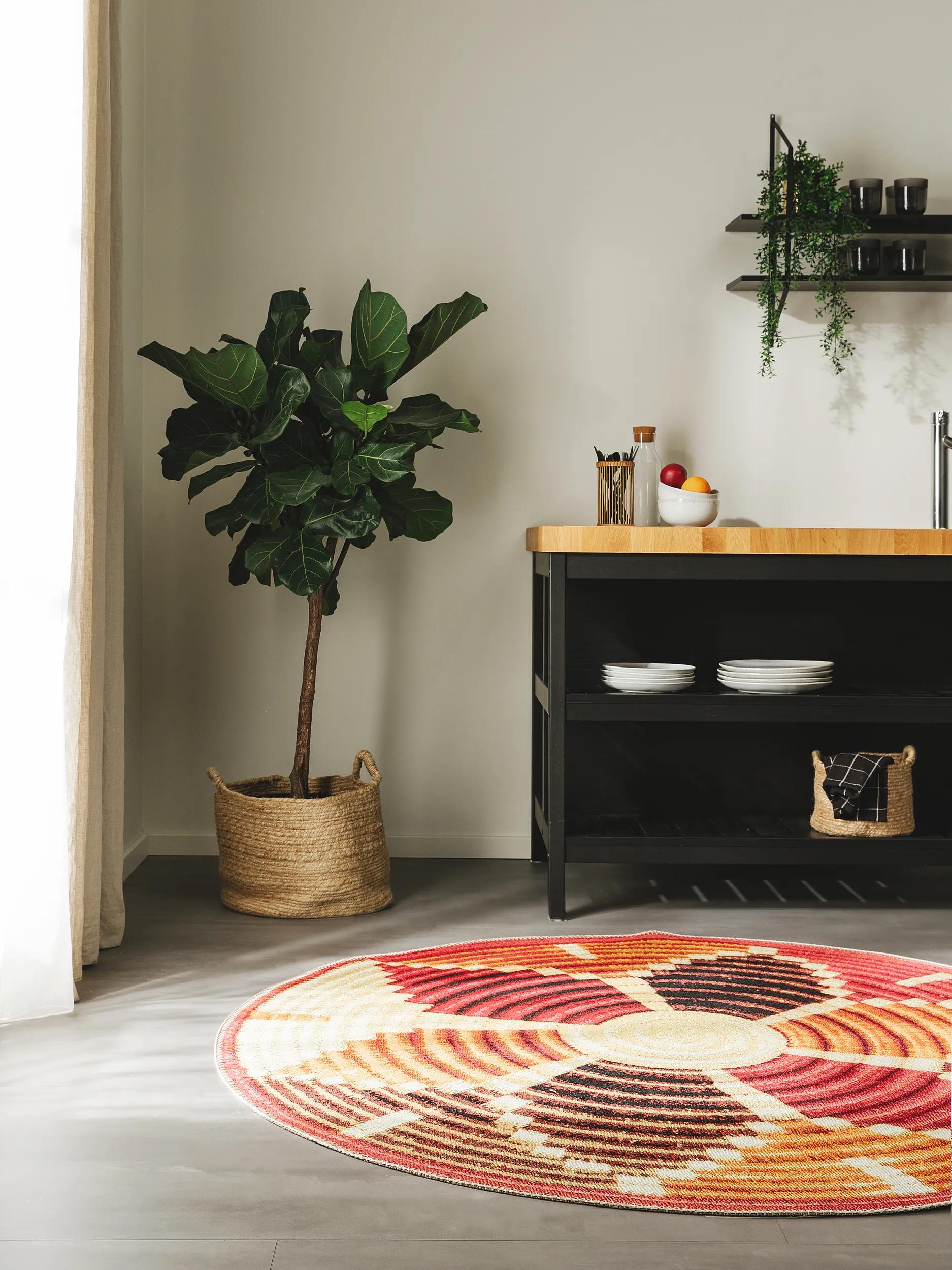 In- & Outdoor Round Rug Kenya Multicolour