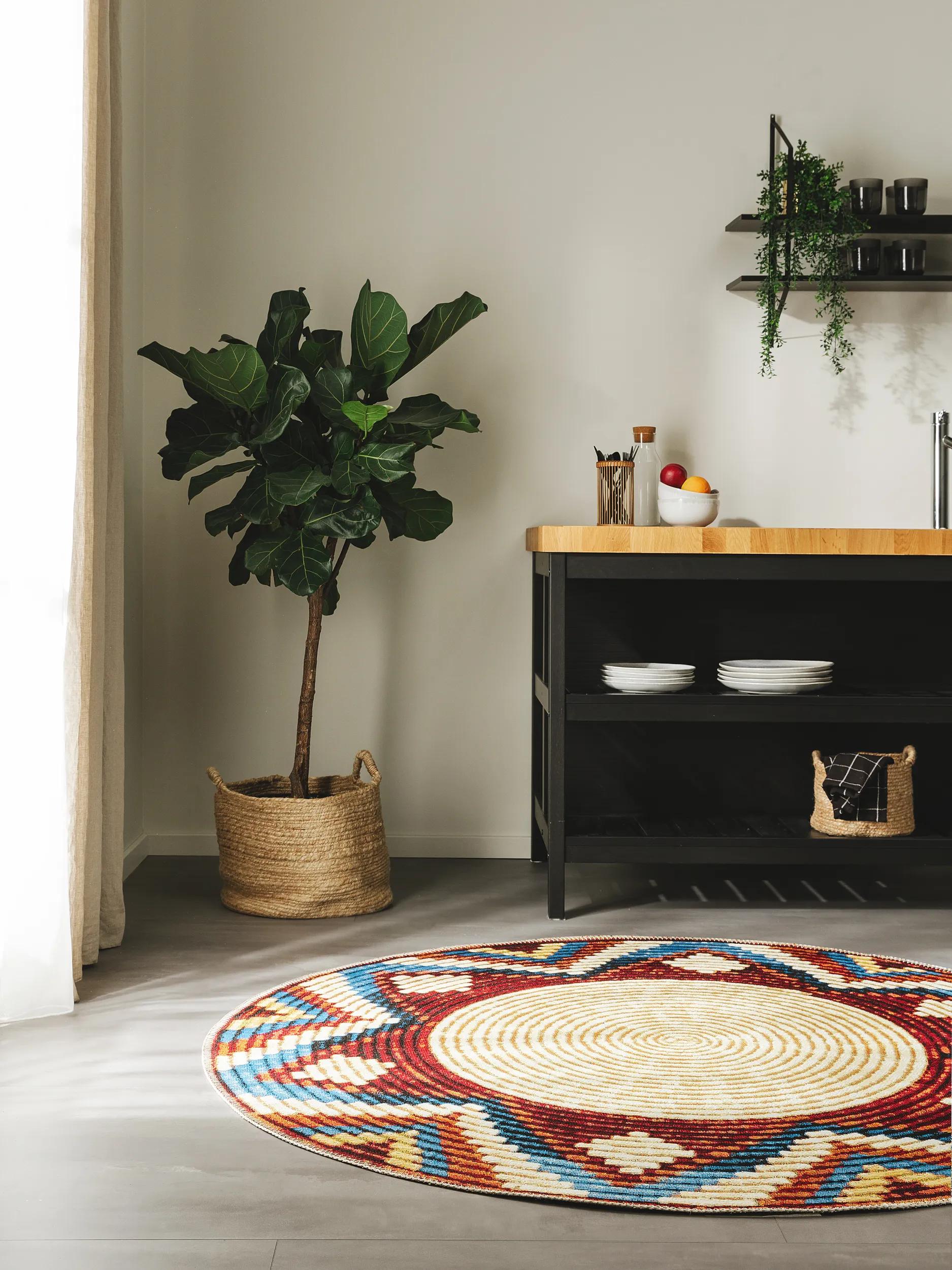 In- & Outdoor Round Rug Kenya Multicolour