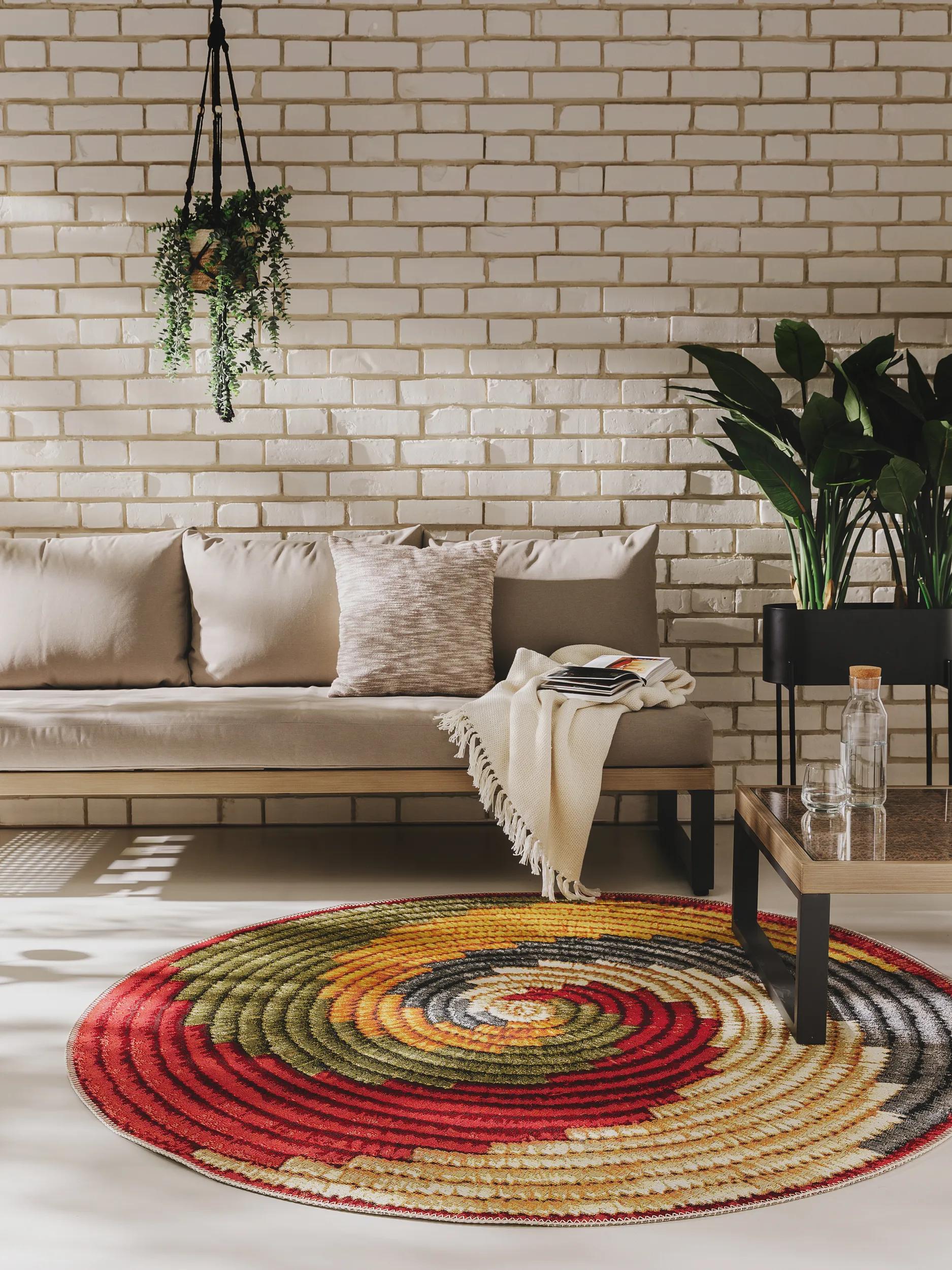 In- & Outdoor Round Rug Kenya Multicolour