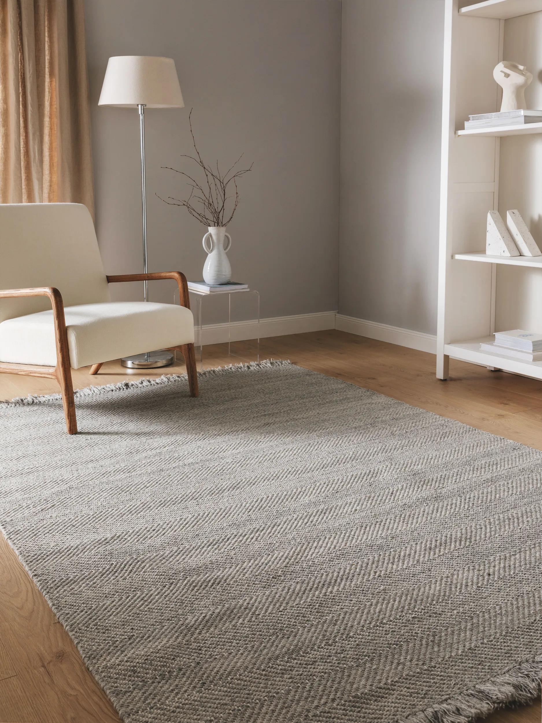 Wool Rug Lars Light Grey
