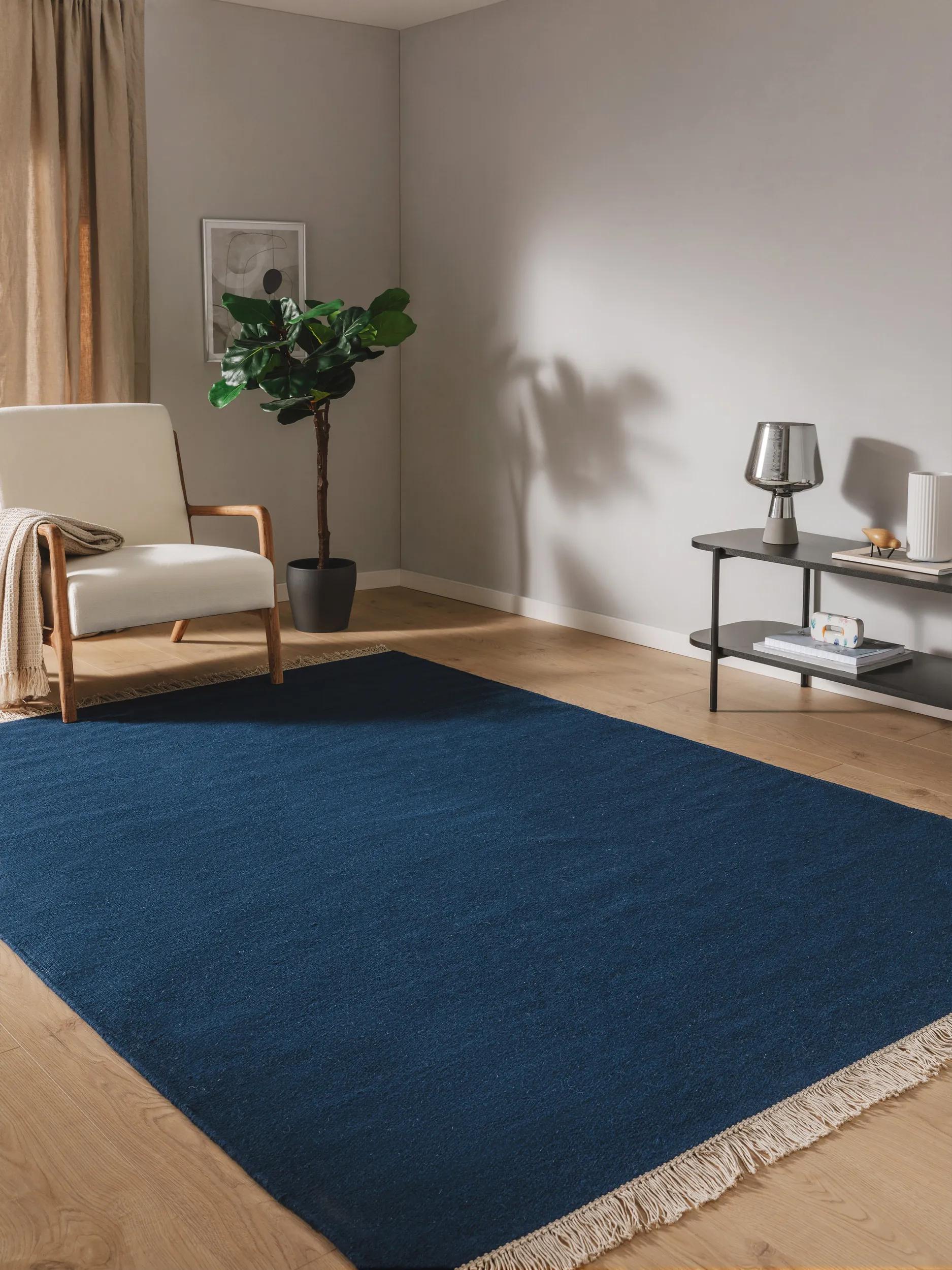 Wool Rug Liv Dark Blue