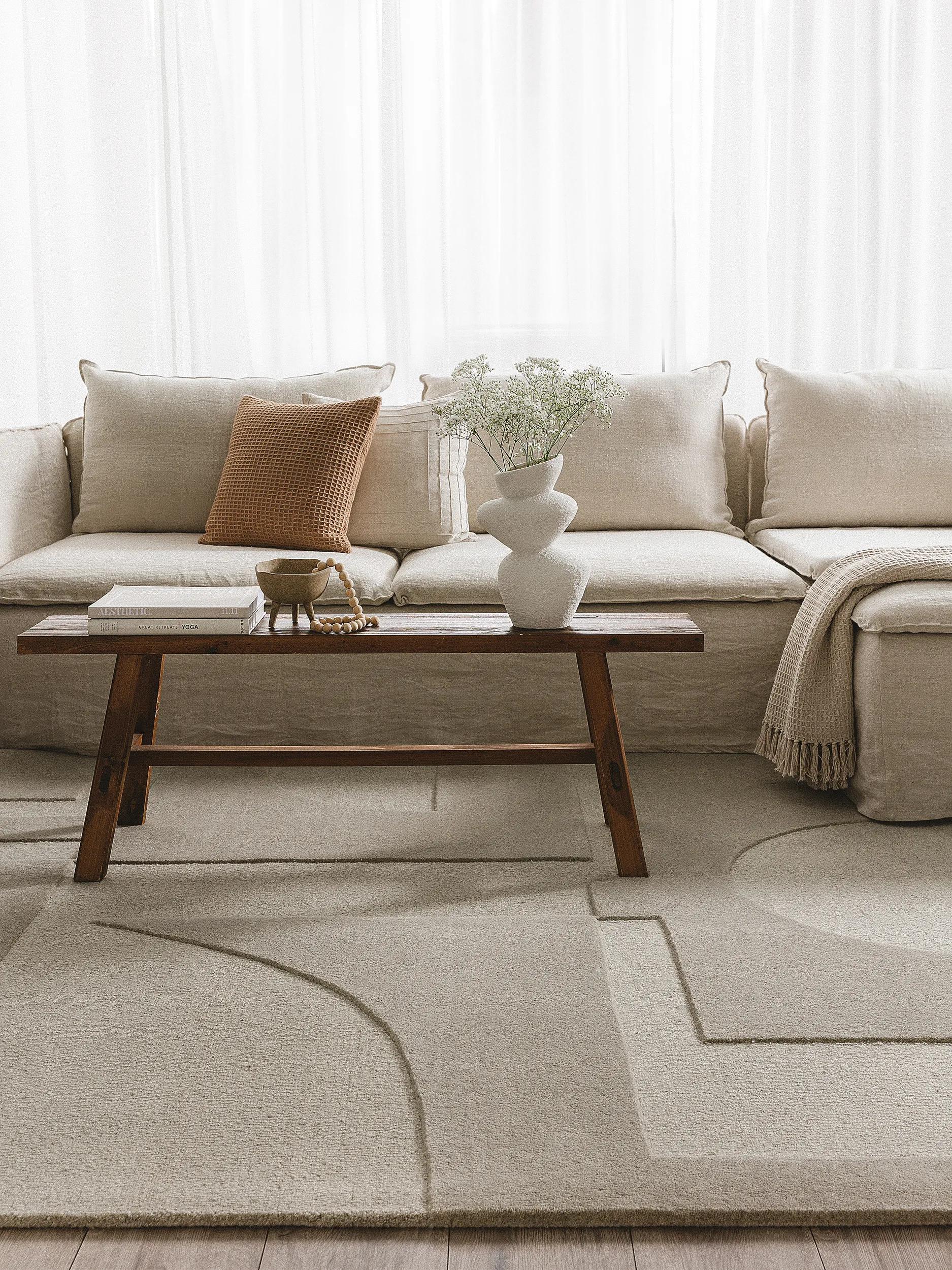 Wool Rug Logan Light Grey