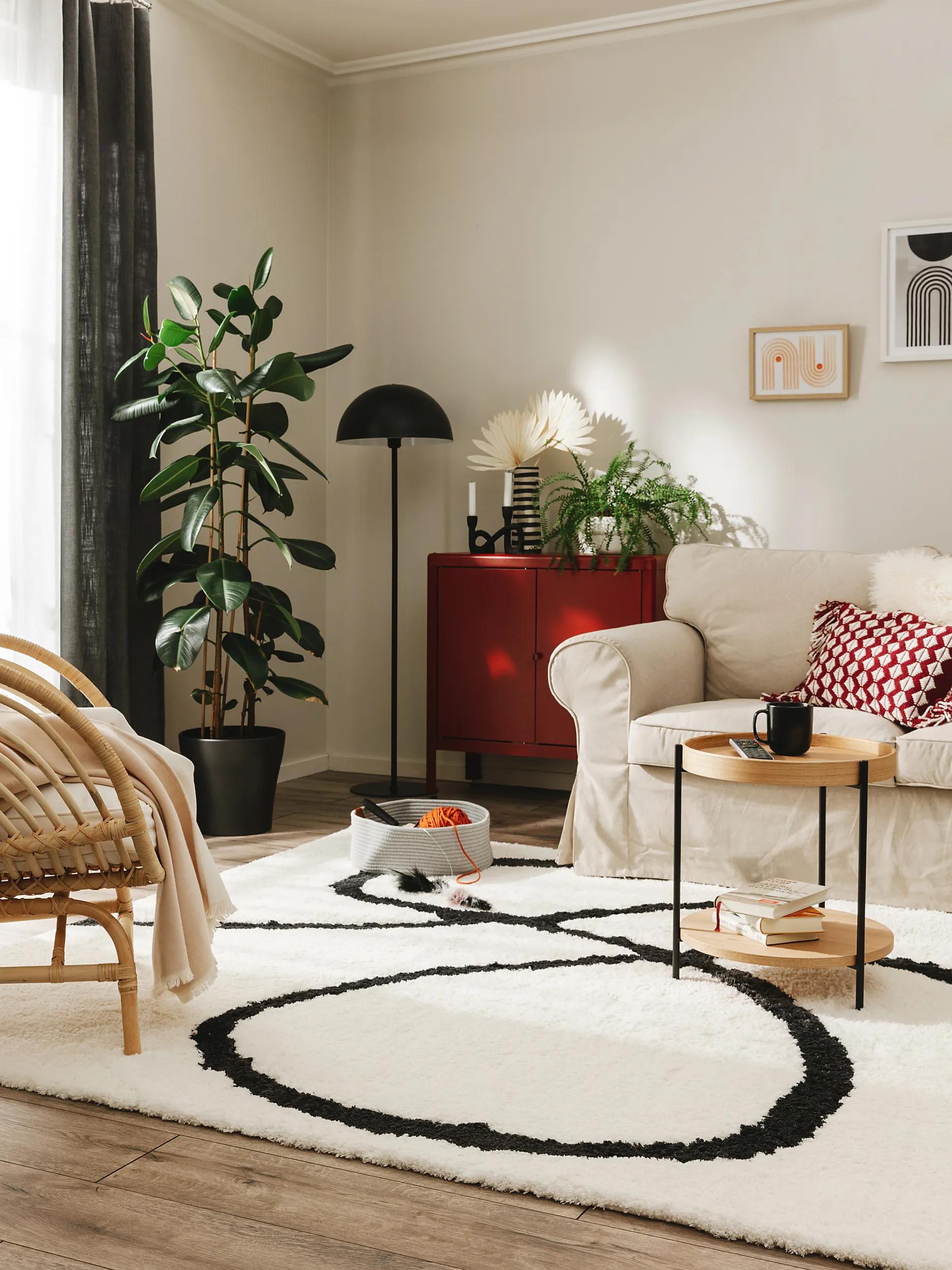 Shaggy rug Lotta Black/White