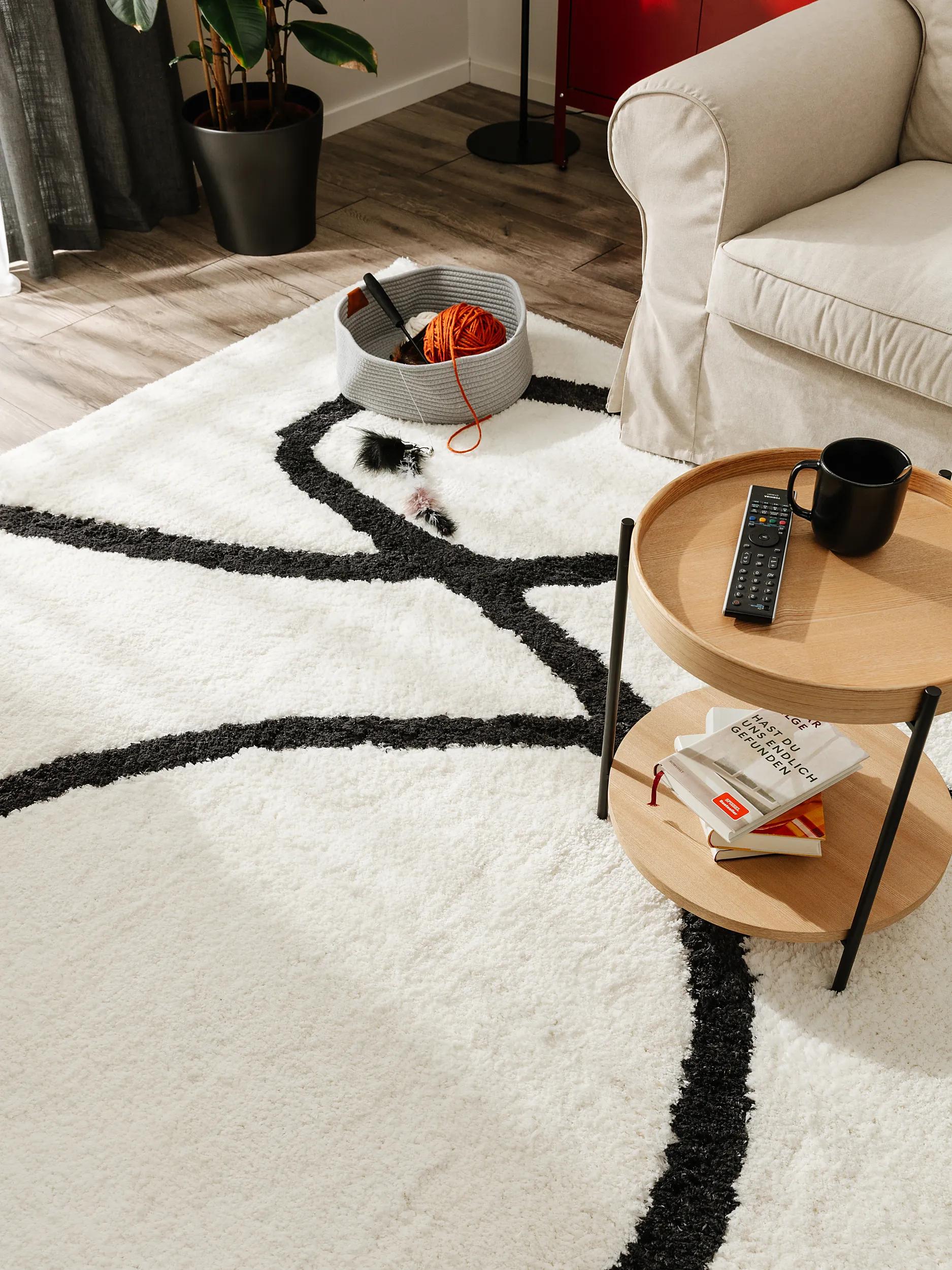 Shaggy rug Lotta Black/White