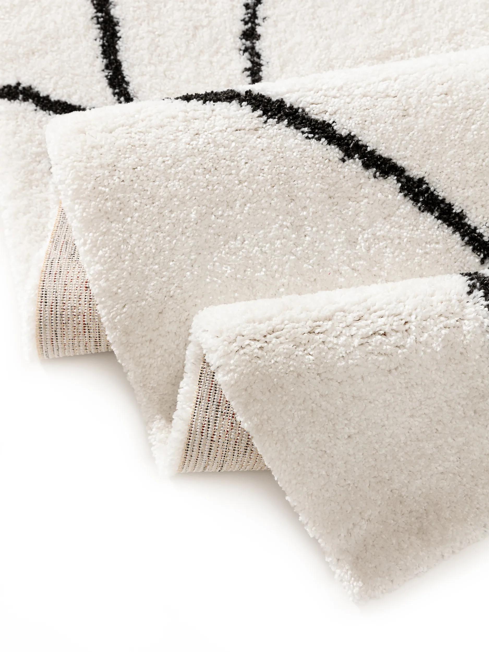 Shaggy rug Louise Black/White