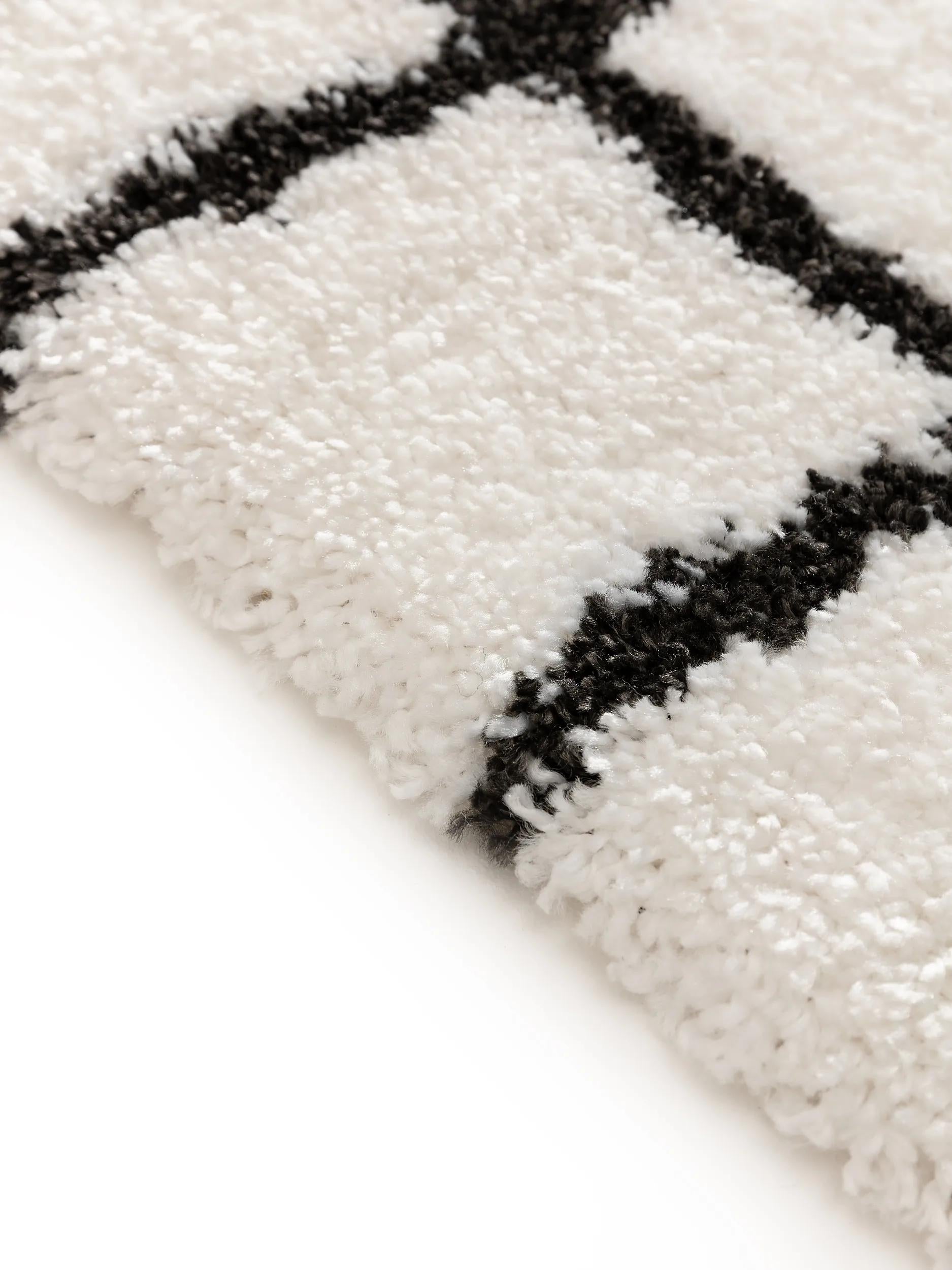 Shaggy rug Louise Black/White