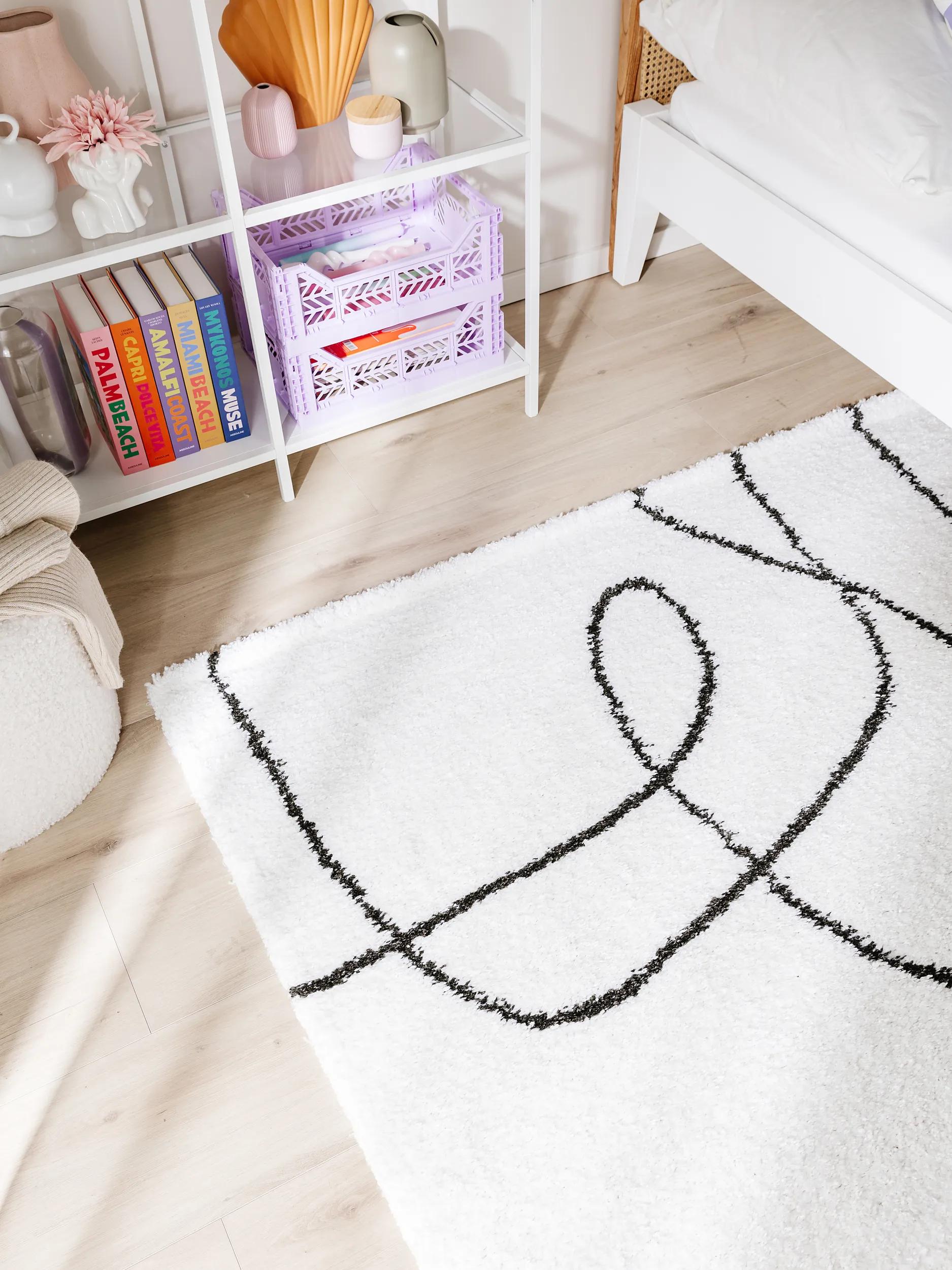 Shaggy rug Louise Black/White