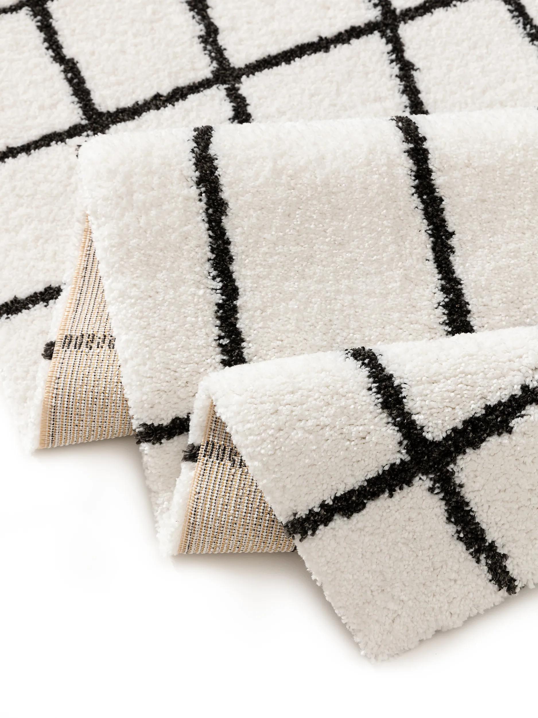 Shaggy rug Louise Black/White