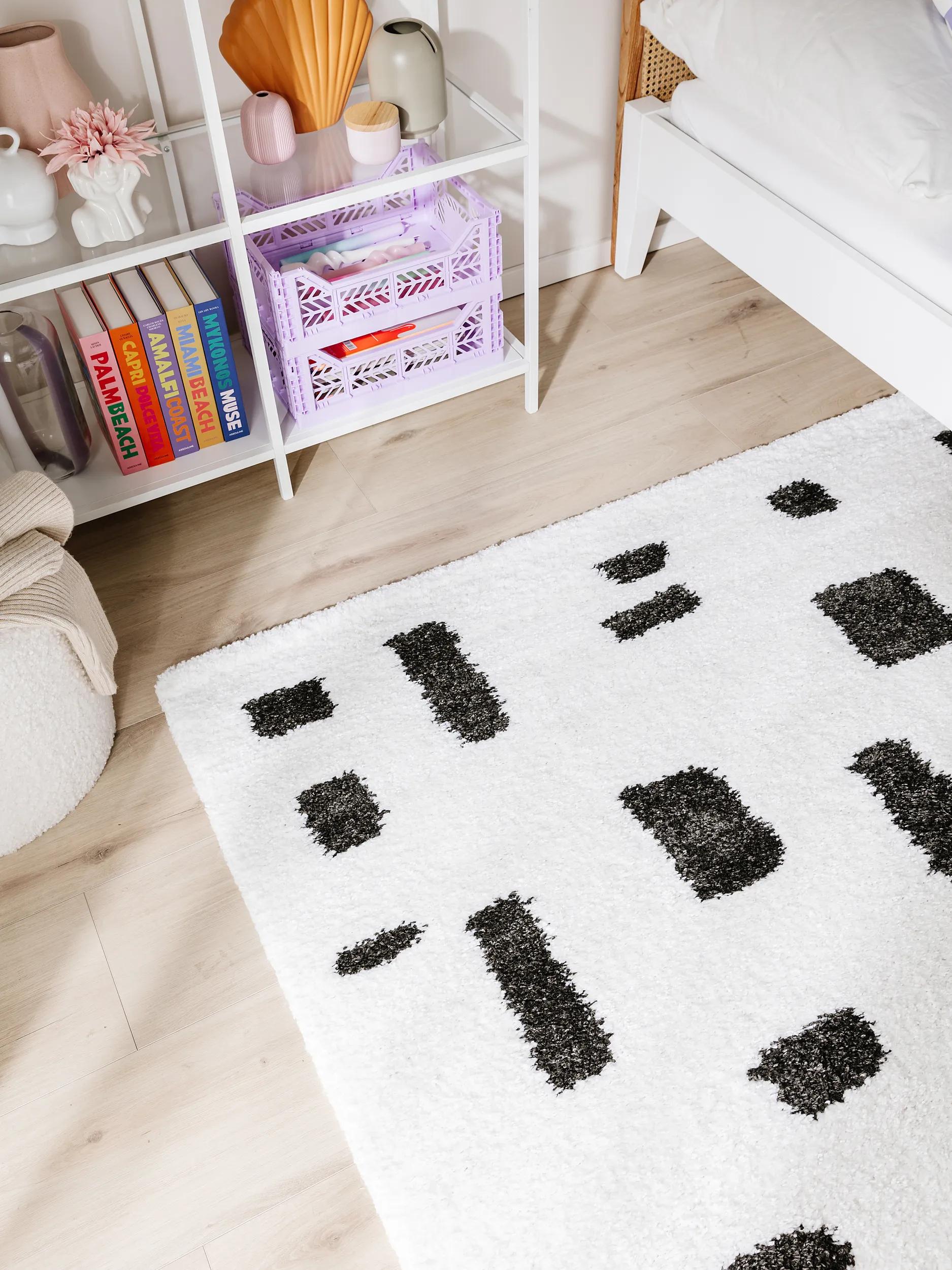 Shaggy rug Louise Black/White