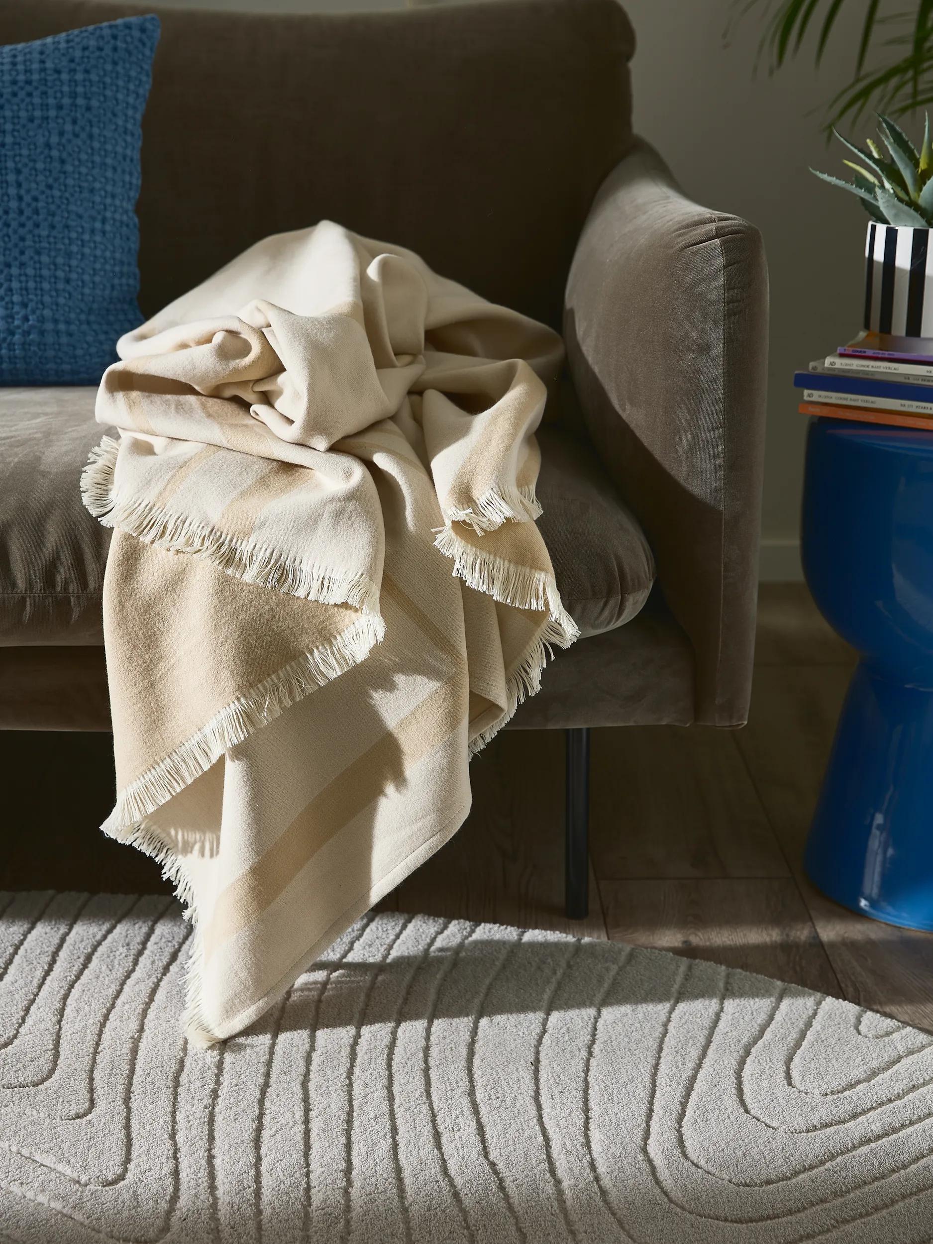 Couverture en coton Luan crème/beige