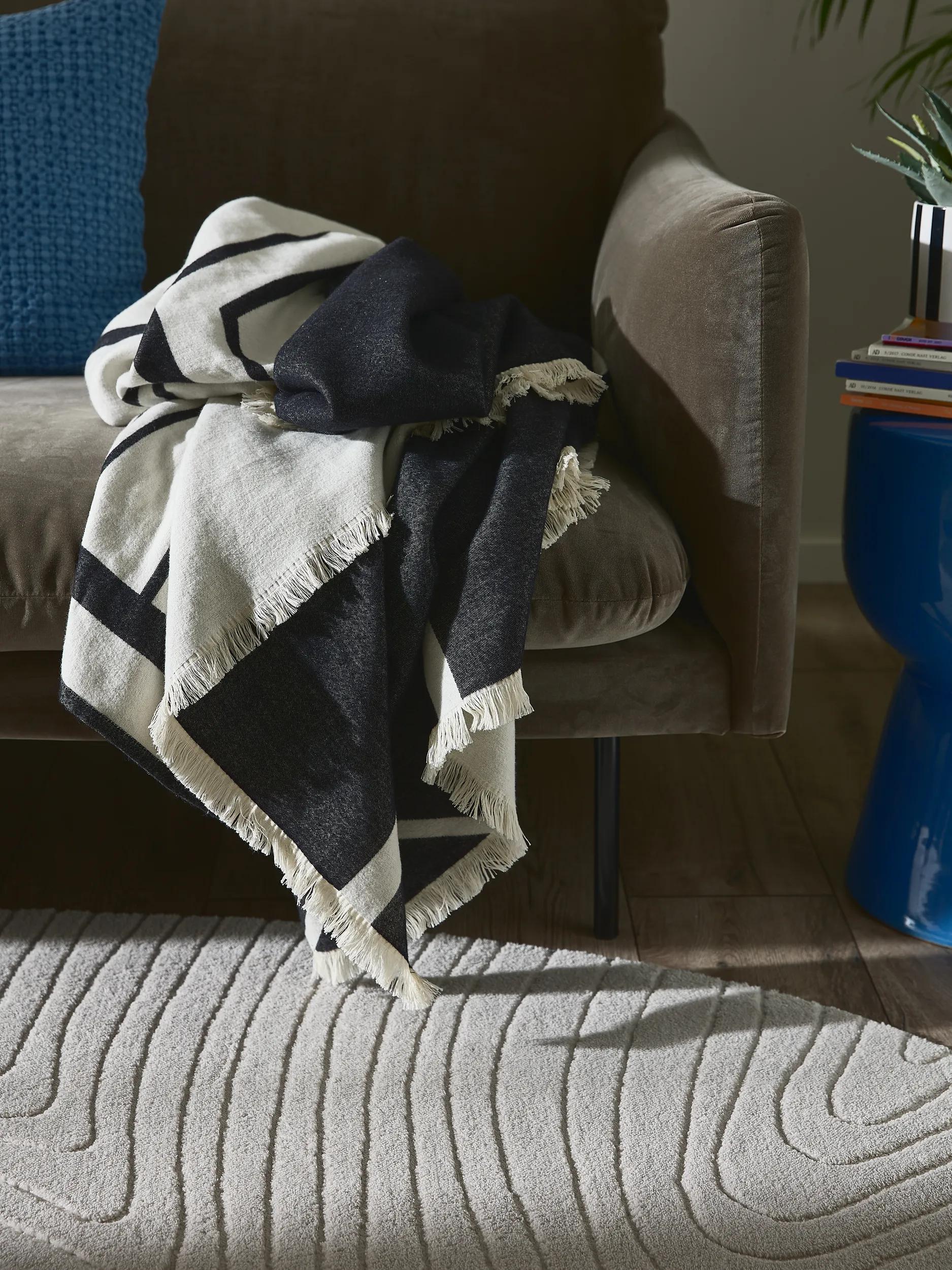 Cotton blanket Luan Black/White