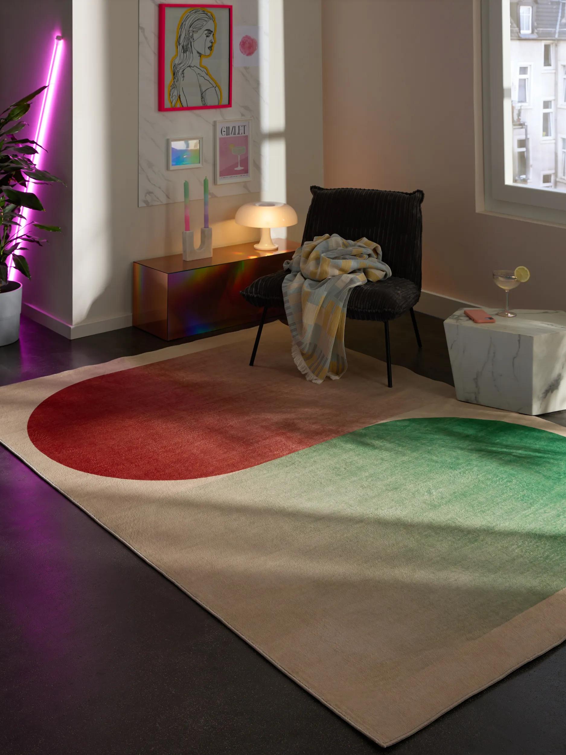 Washable Rug Luna Beige/Red