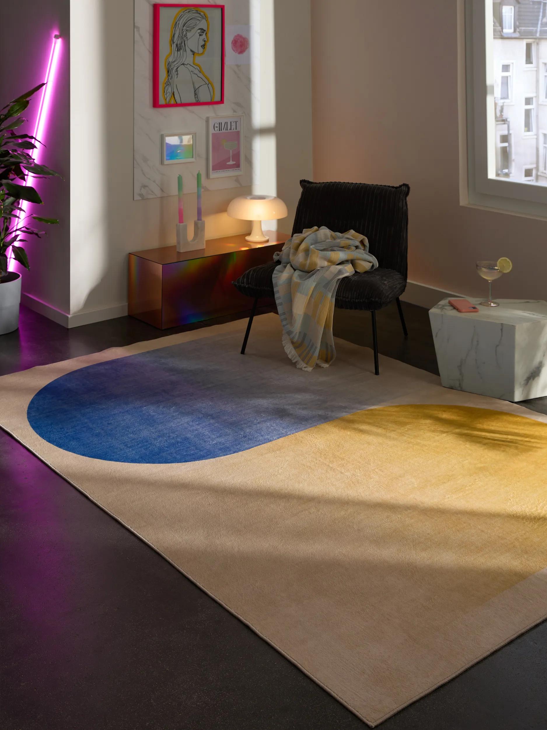 Washable Rug Luna Blue/Yellow