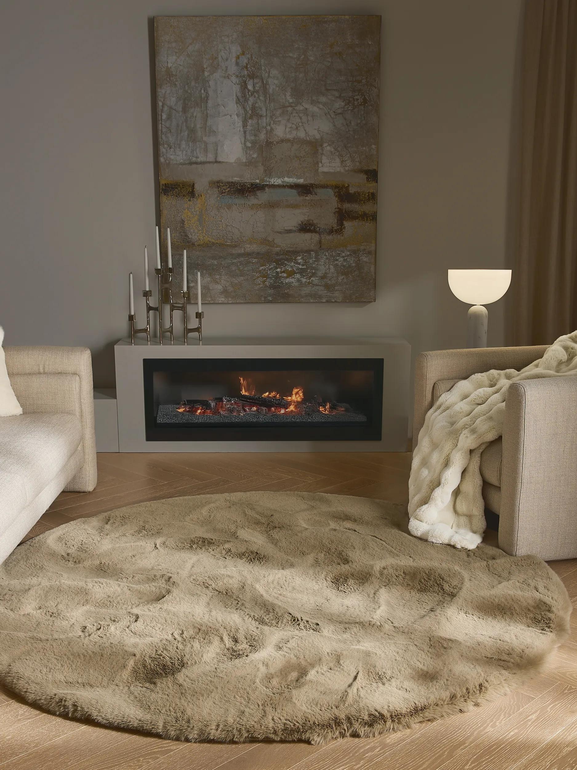 Shaggy Round Rug Lux Taupe