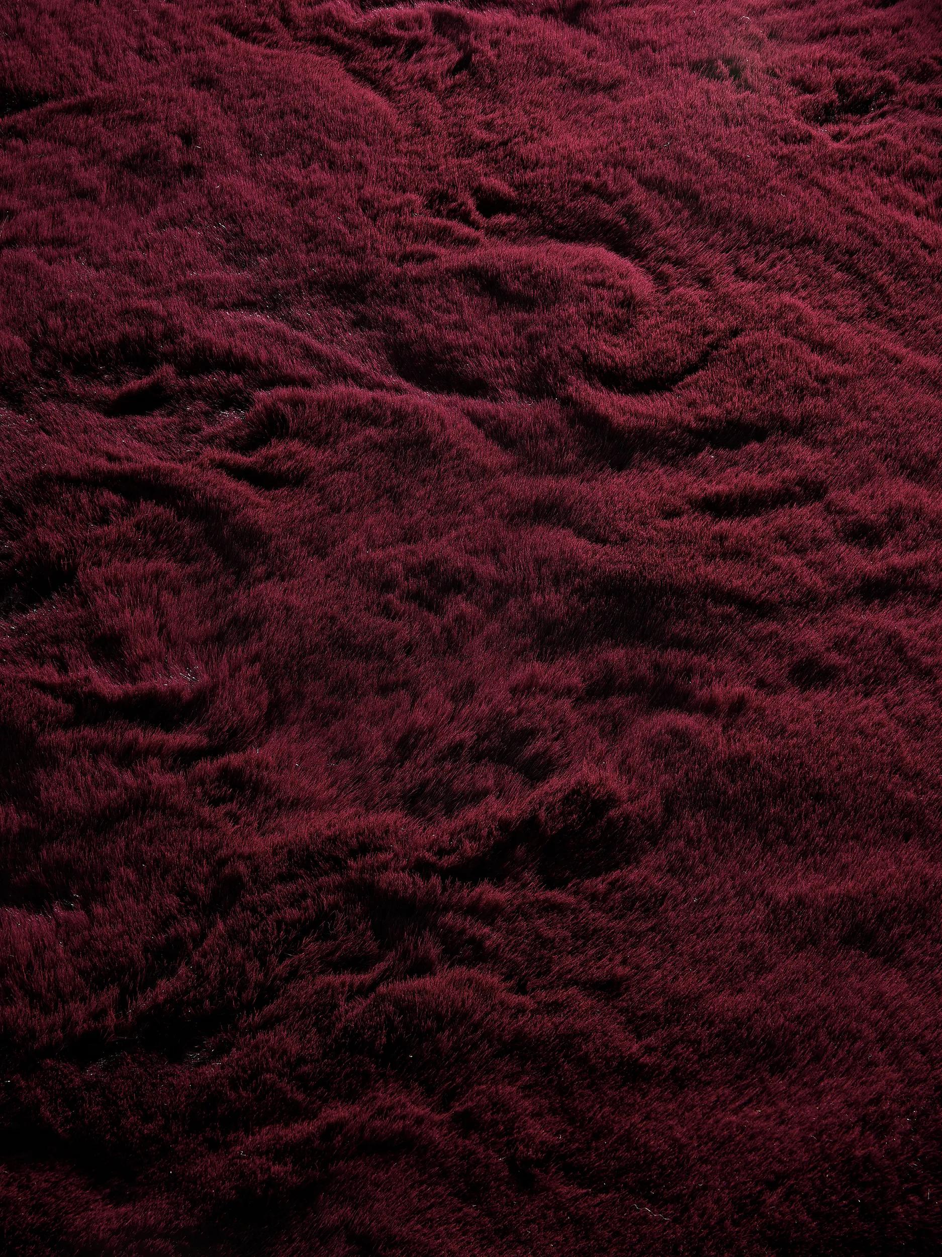 Shaggy Round Rug Lux Bordeaux